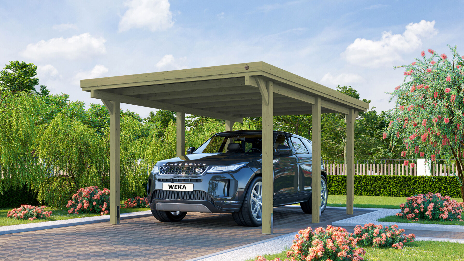 weka Flachdach Einzelcarport 617 Gr.1 ohne Dacheindeckung