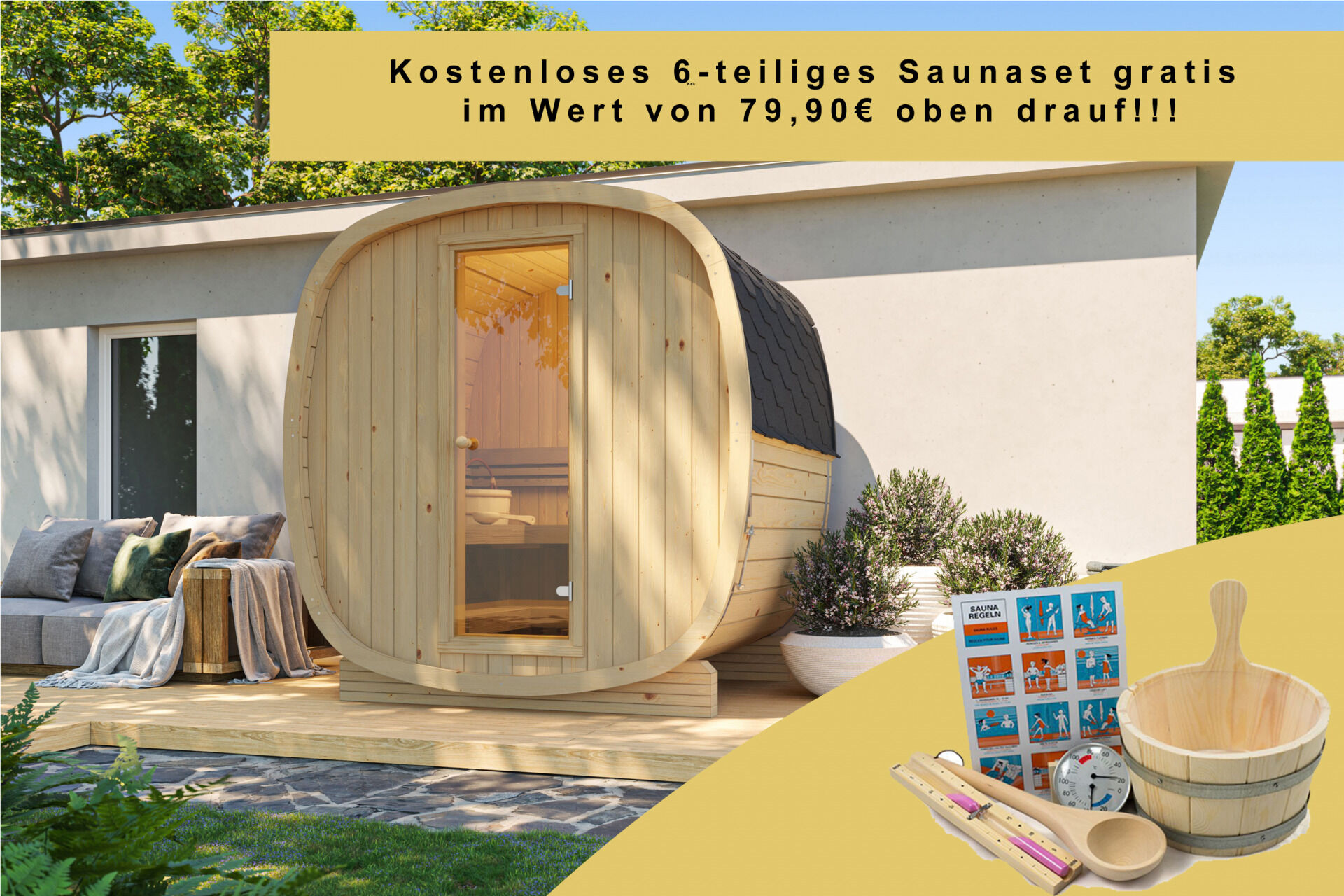 Finn Art Fasssauna Quadro 160 Standard