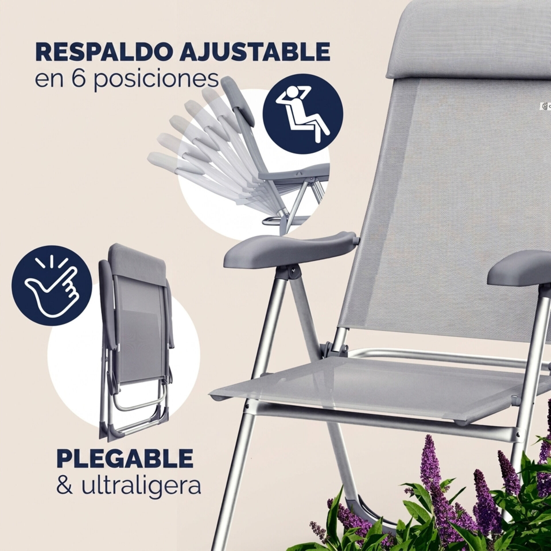 Gartenstuhl 4er-Set Silber Alu