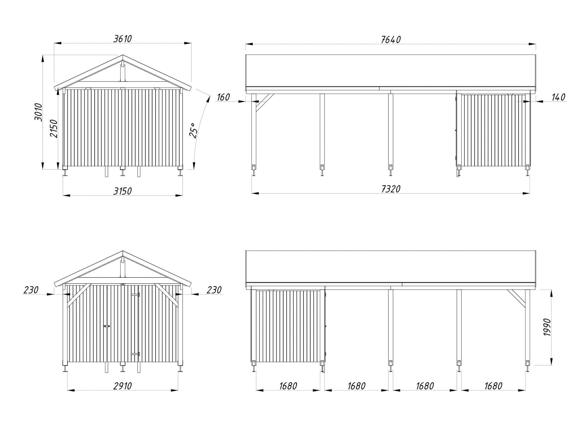 Palmako Carport Robert 23,1 m2 mit Geräteraum