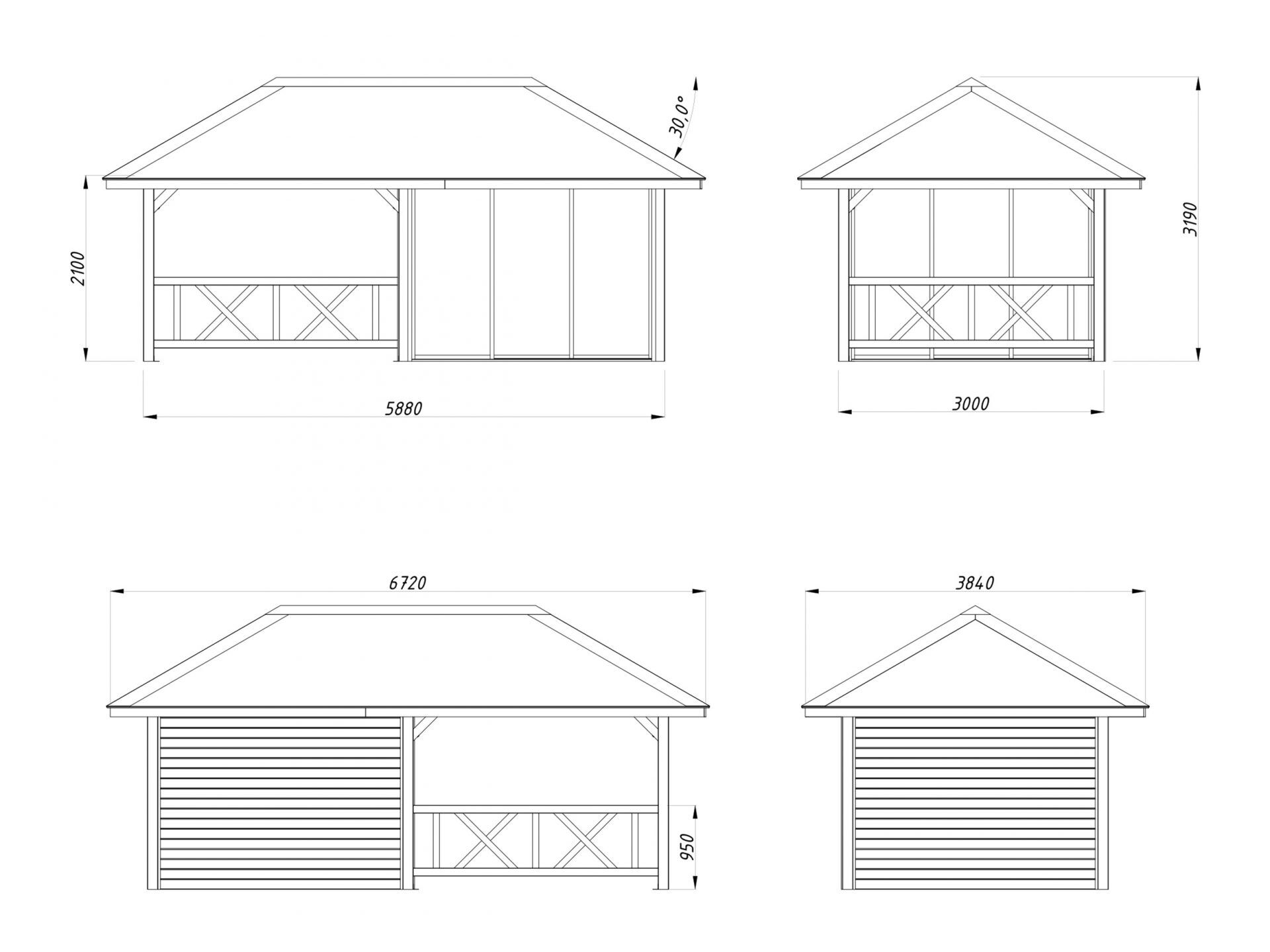 Palmako Pavillon Bianca 16,6 m2 Set 203 Slide