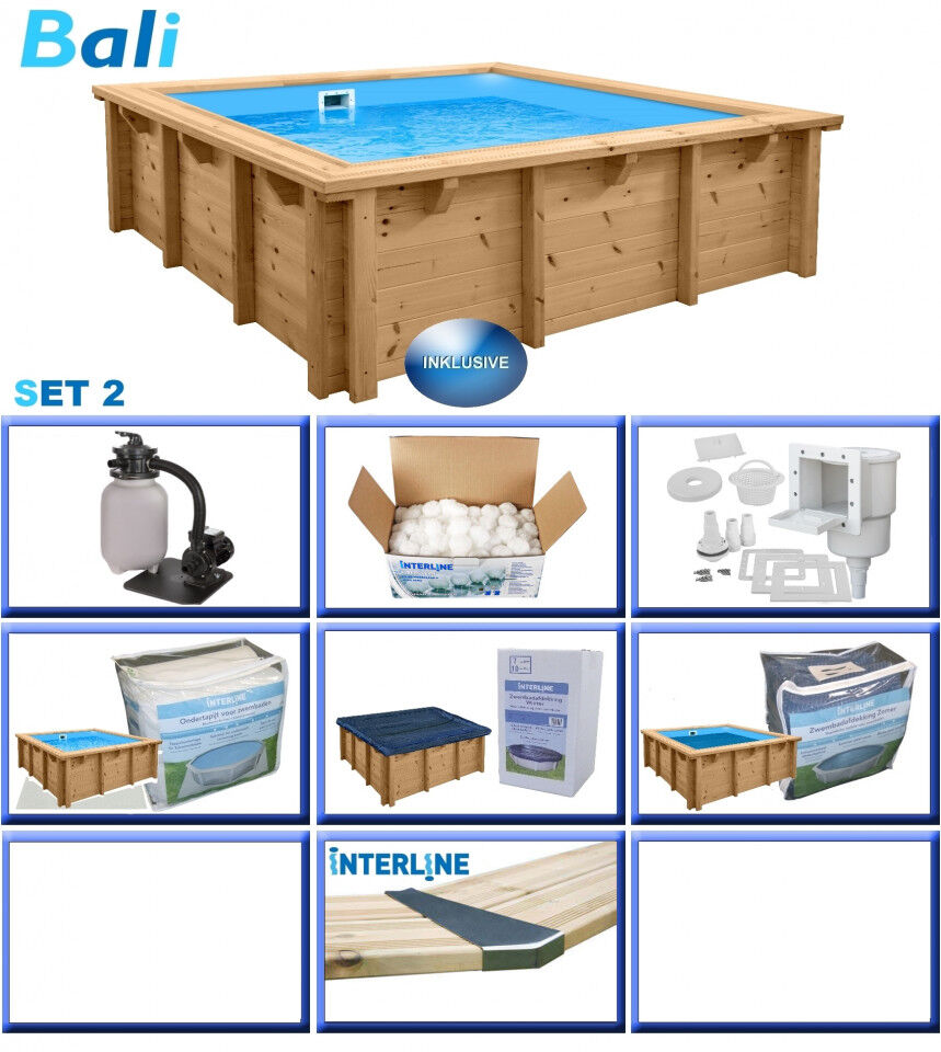 Interline Holzpool Bali 210x210x78 cm, Basic Set