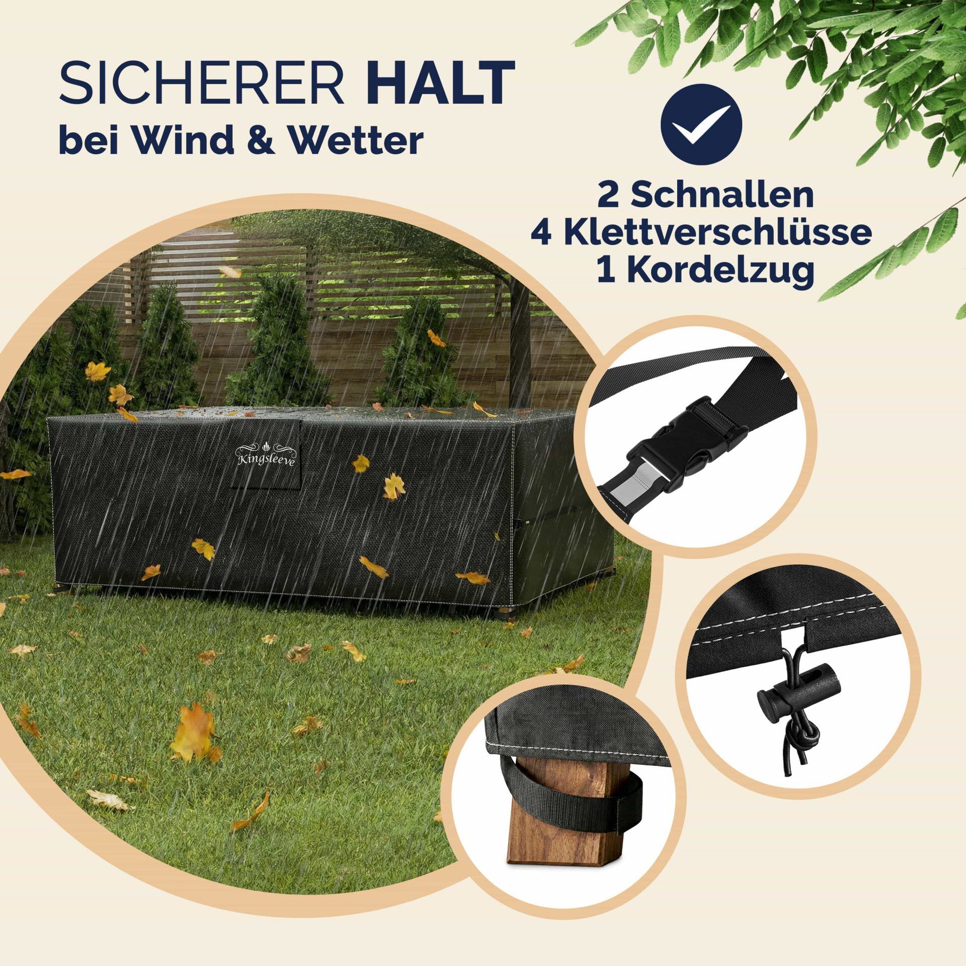 Abdeckplane Sitzgruppe Anthrazit 308x138x89cm 9100mm Wassersäule