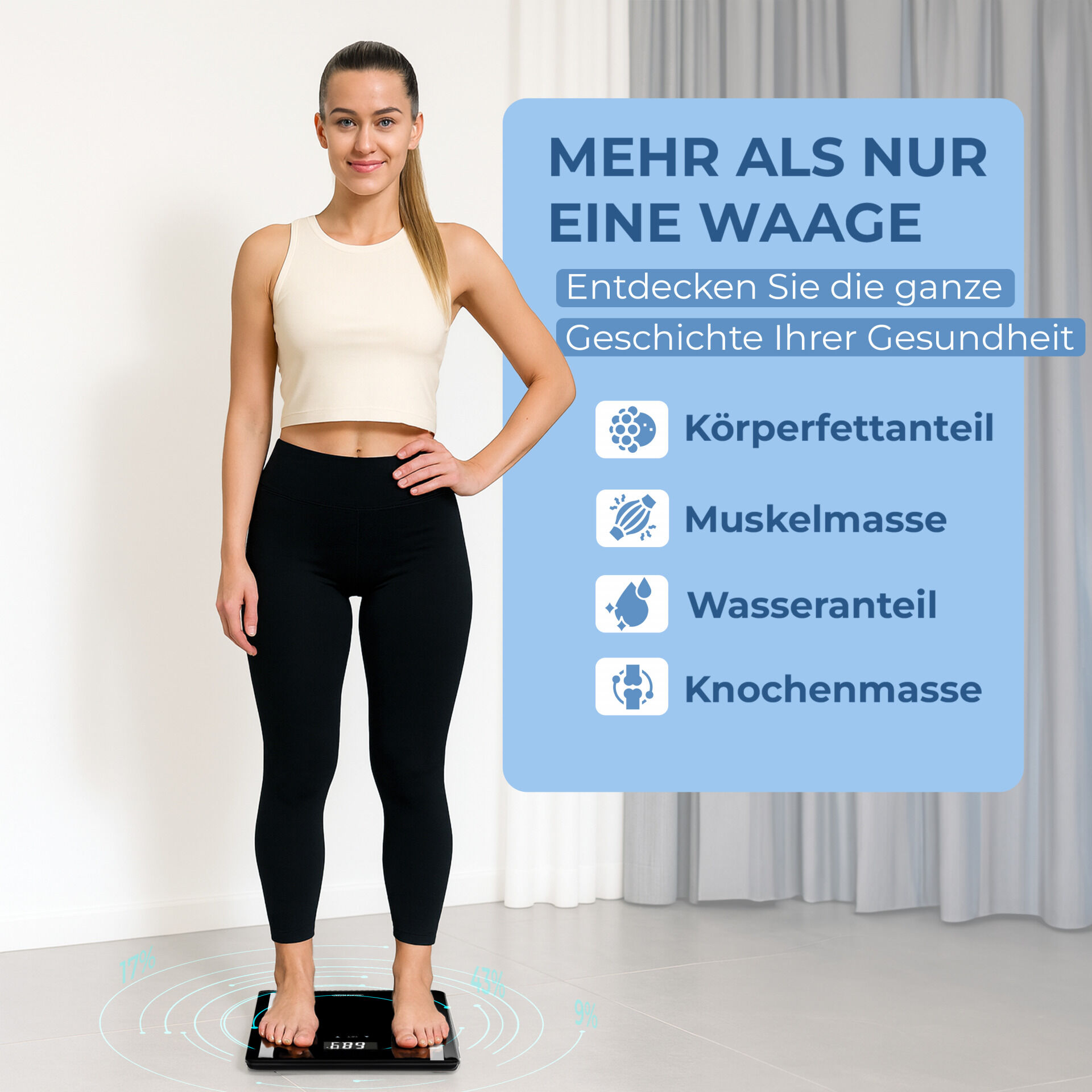 Digitale Personenwaage mit BIA-Sensorsystem schwarz