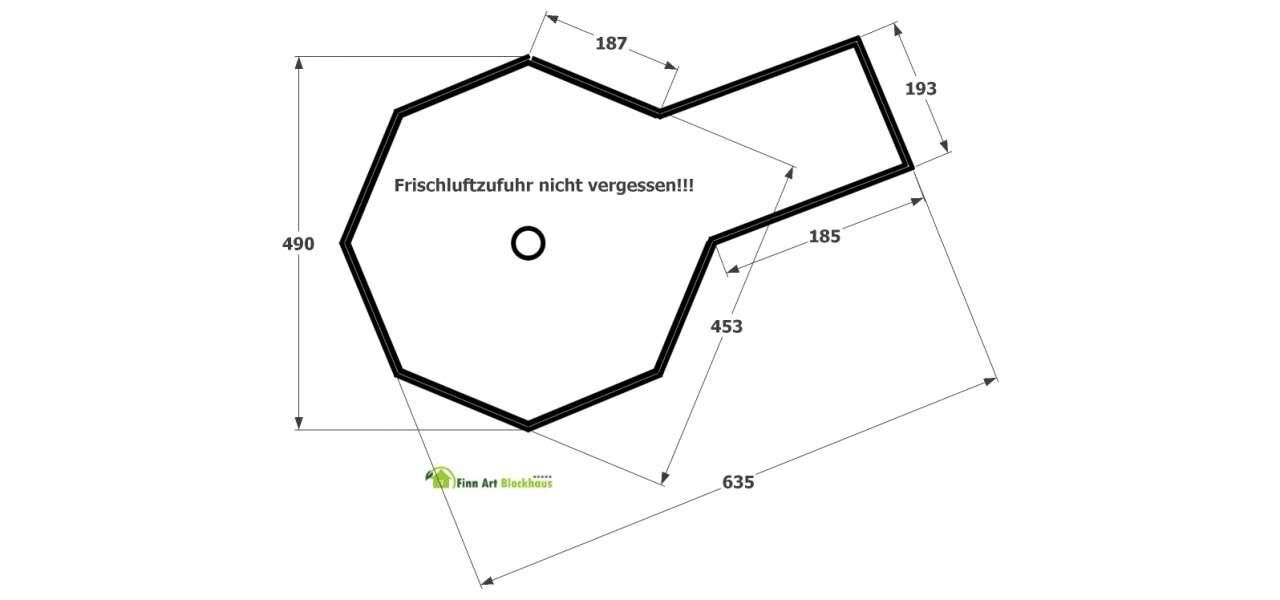Grundriss Finn Art Grillkota Elegance 16,5 m² mit 1,8m Anbau