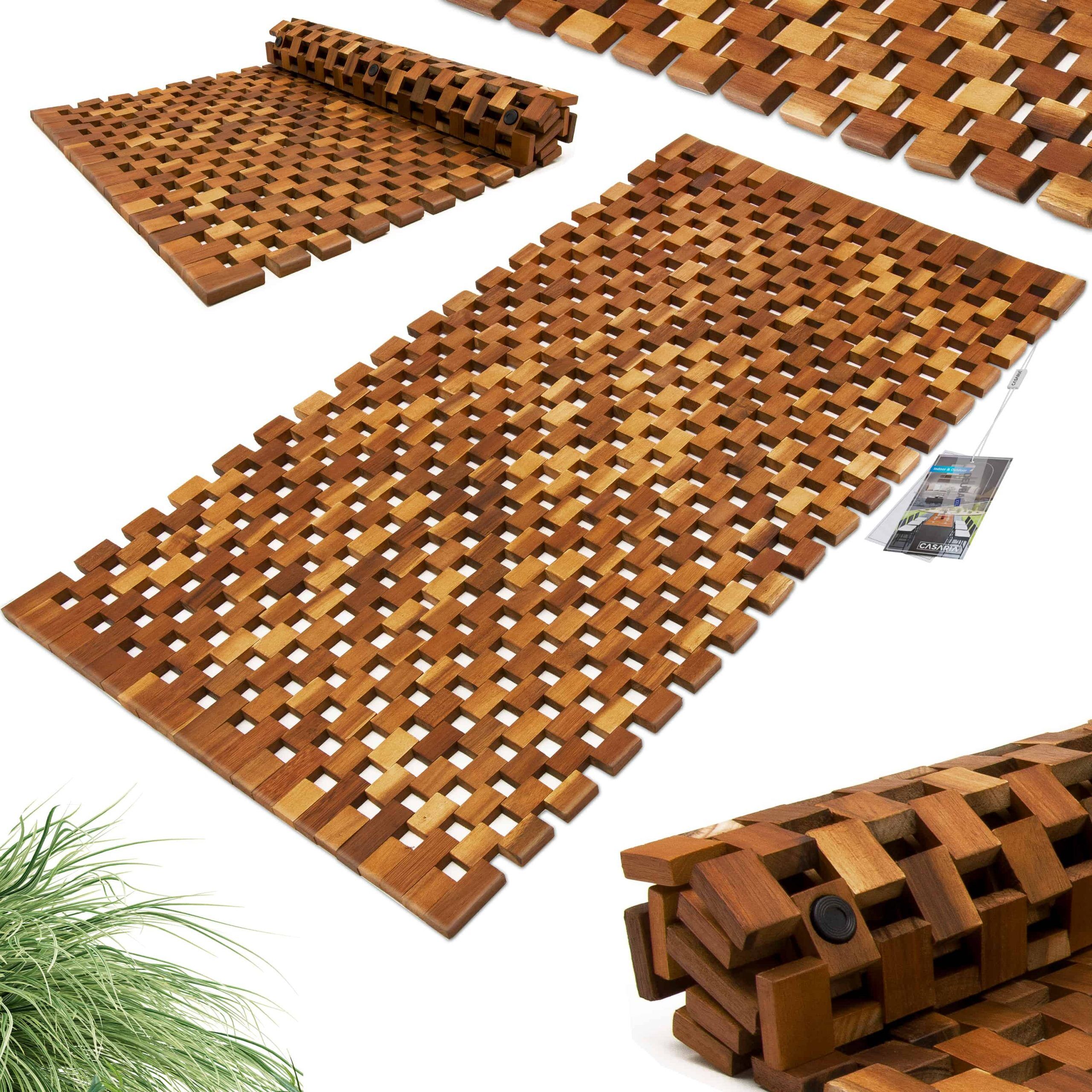 Badvorleger Holz 80x50cm FSC®-zertifiziertes Akazienholz Gummistopper