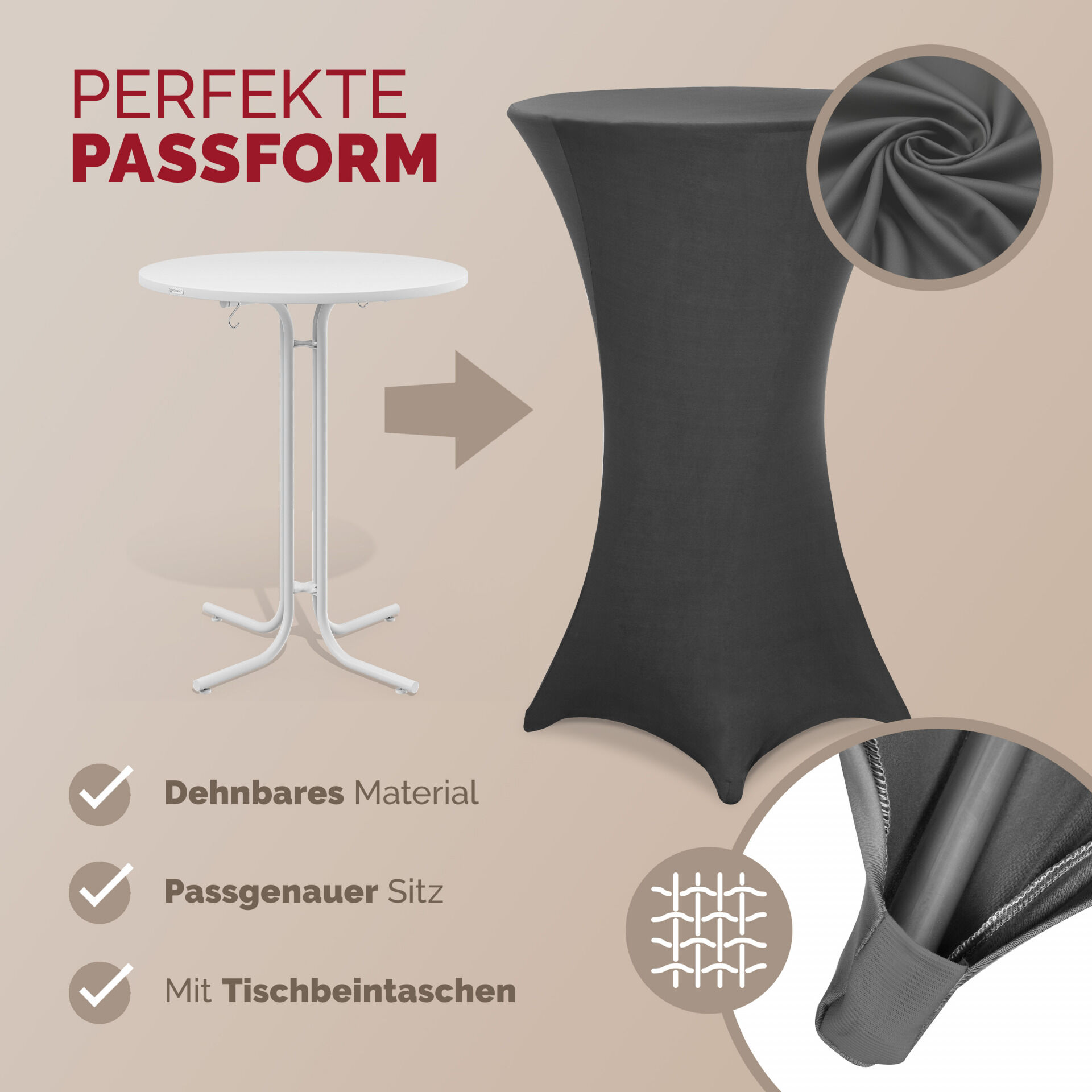 Stehtischhusse Ø70 cm anthrazit
