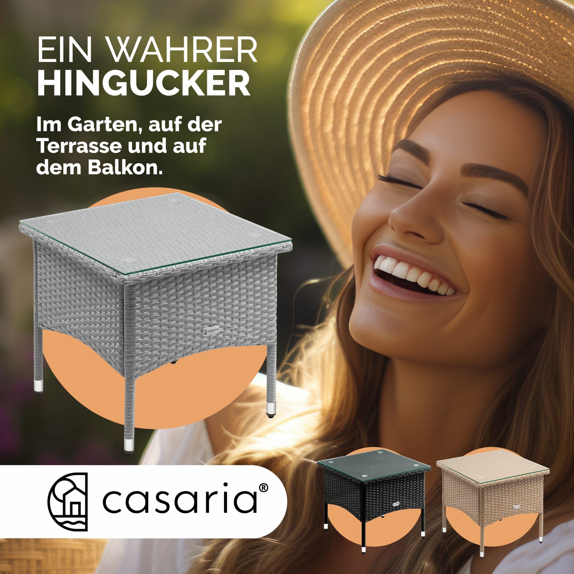 Polyrattan Beistelltisch Grau 50x50x45cm