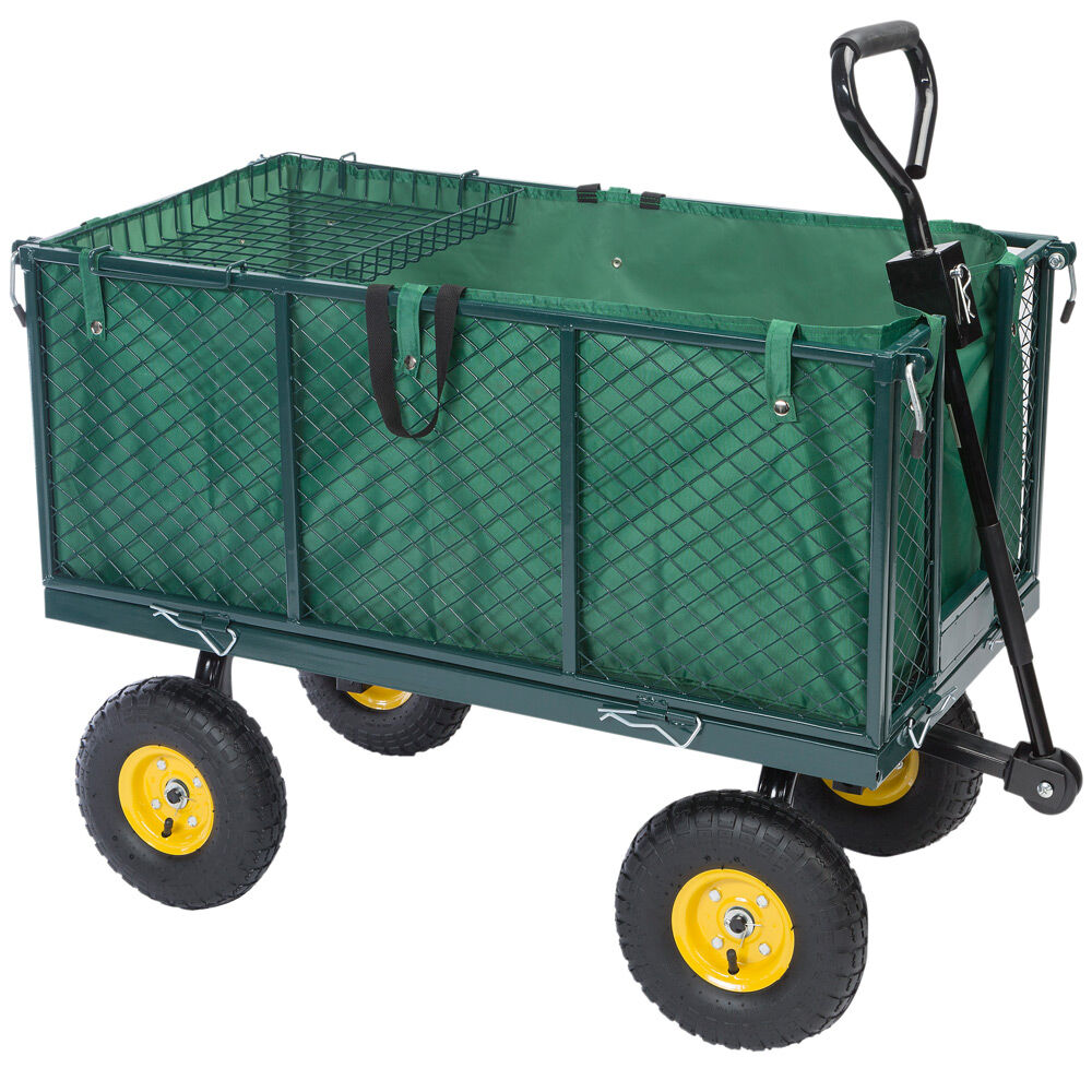 Transportwagen 550 kg Grün 110x75x52cm mit 4 Luftreifen + Plane