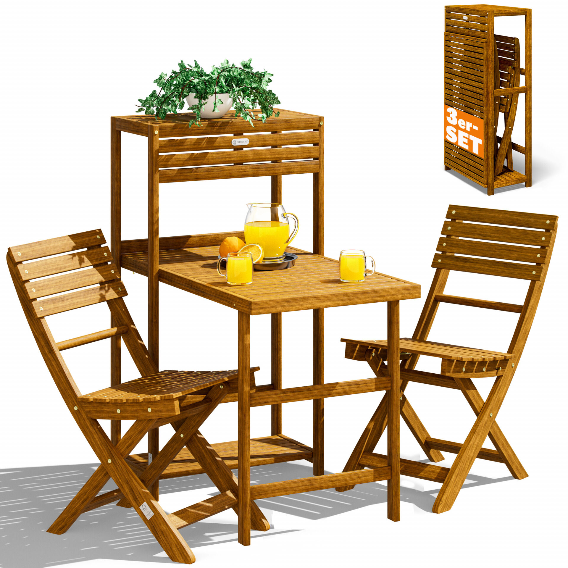 Garten-Sitzgruppe 3-tlg Akazienholz FSC®-zertifiziert klappbar