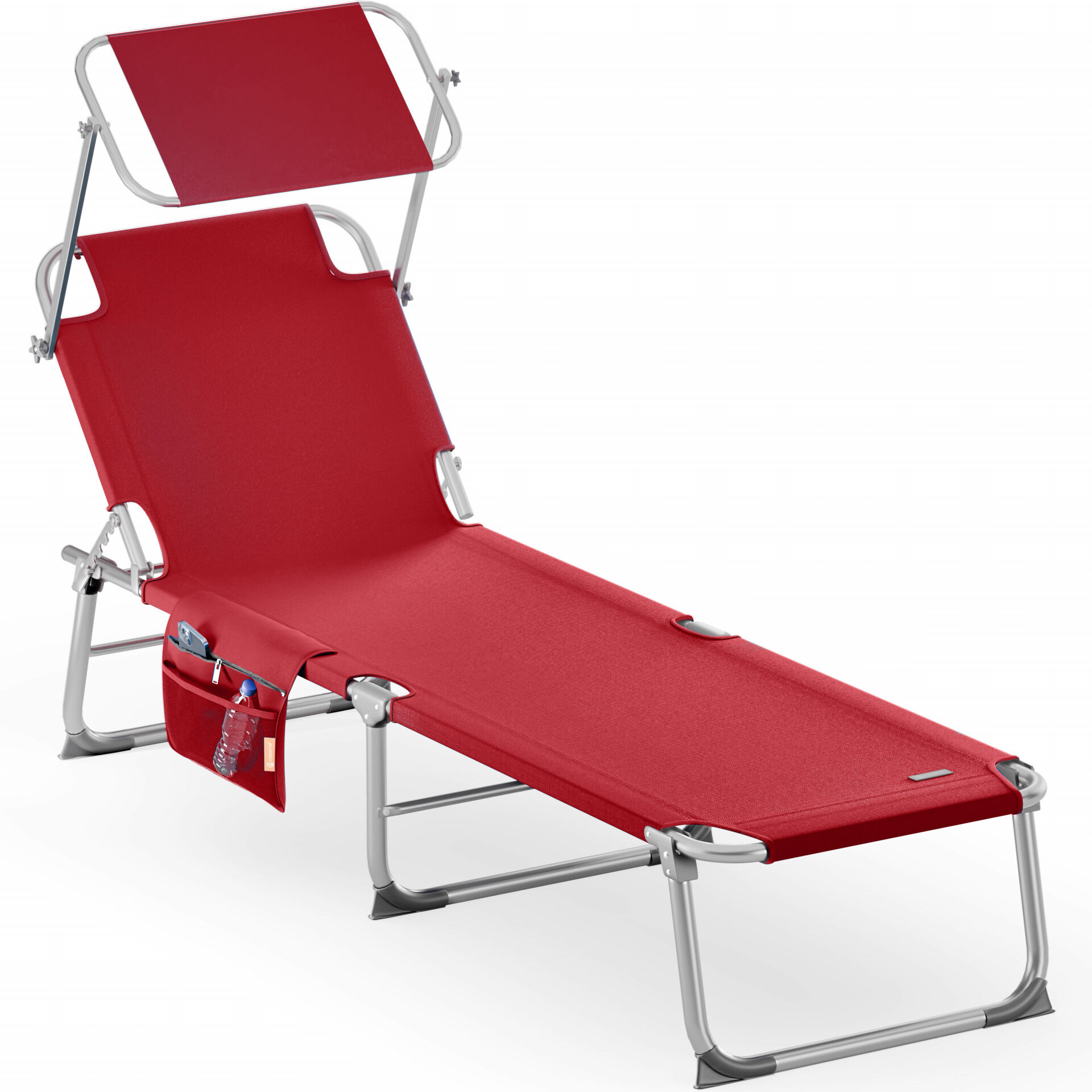 Gartenliege Ibiza Rubinrot 190x59x29cm Alu Sonnendach