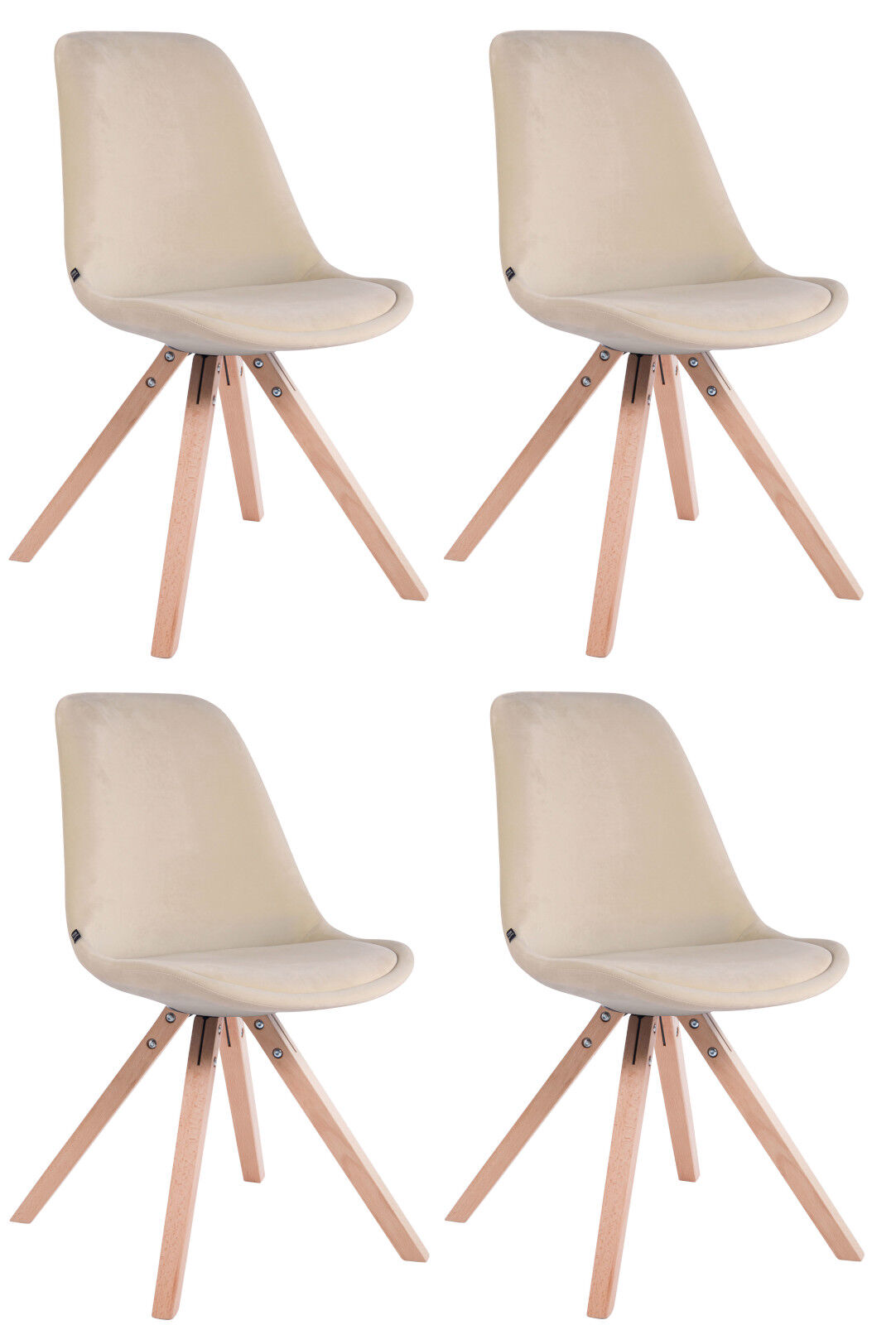 4er Set Stühle Toulouse Samt Square natura, creme