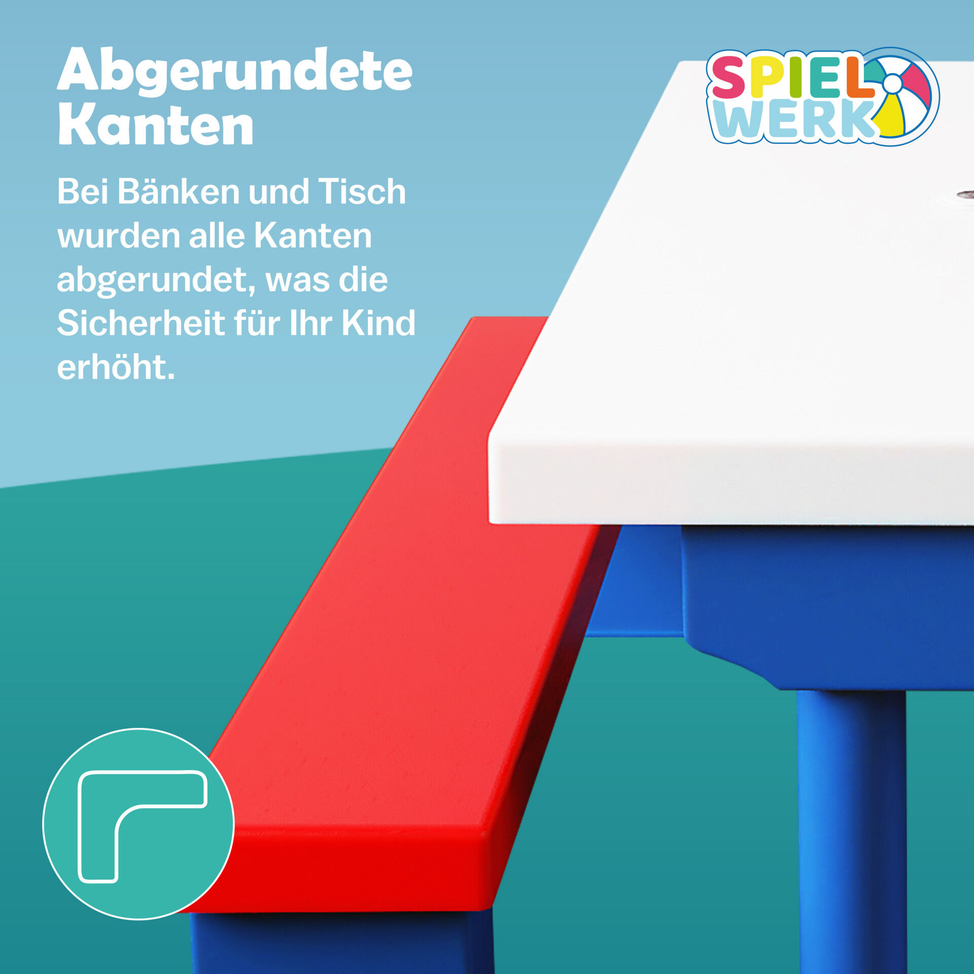 Kindersitzgruppe Blau mit Sonnenschirm