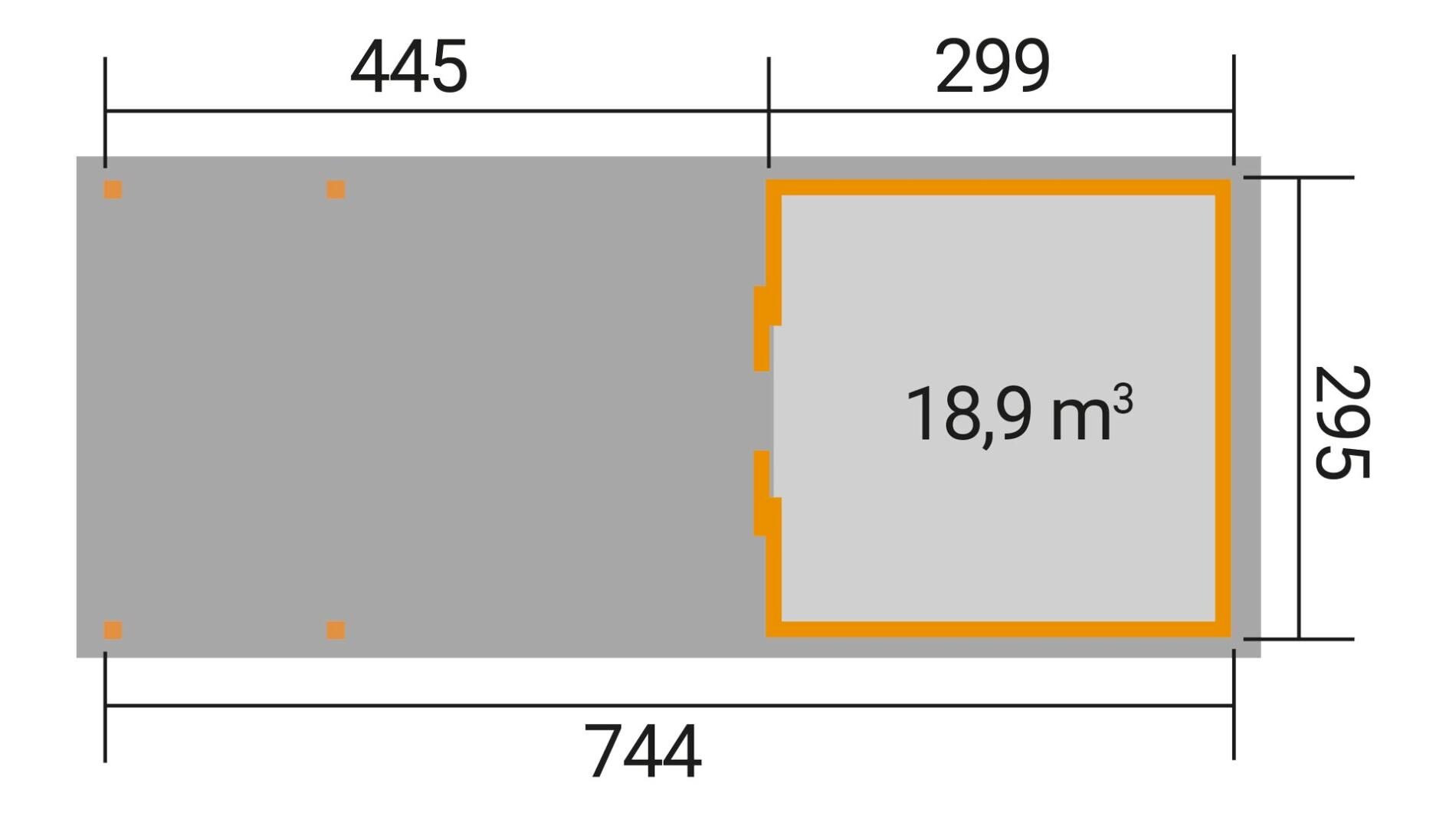 weka Lounge-Haus 225 B Gartenhaus 6,8x3,4m