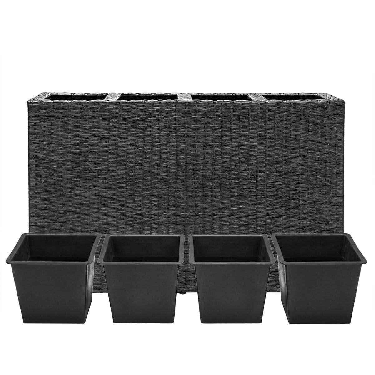 Polyrattan Blumentopf Schwarz 95x27x60cm