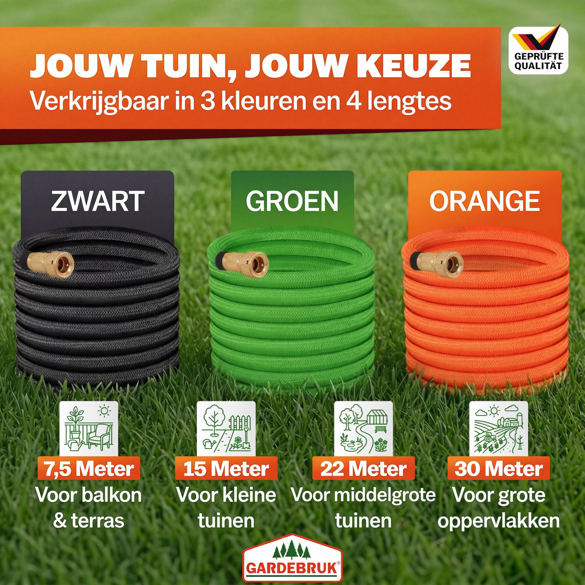 Gartenschlauch Grün 15m flexibel