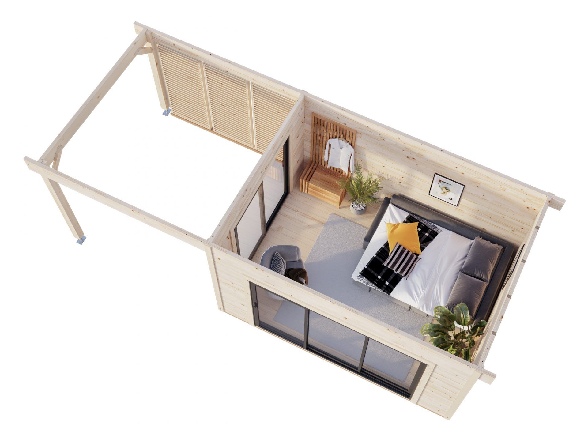 Palmako Pultdach Gartenhaus Grace 11,2+8,2 m2 Slide Plus