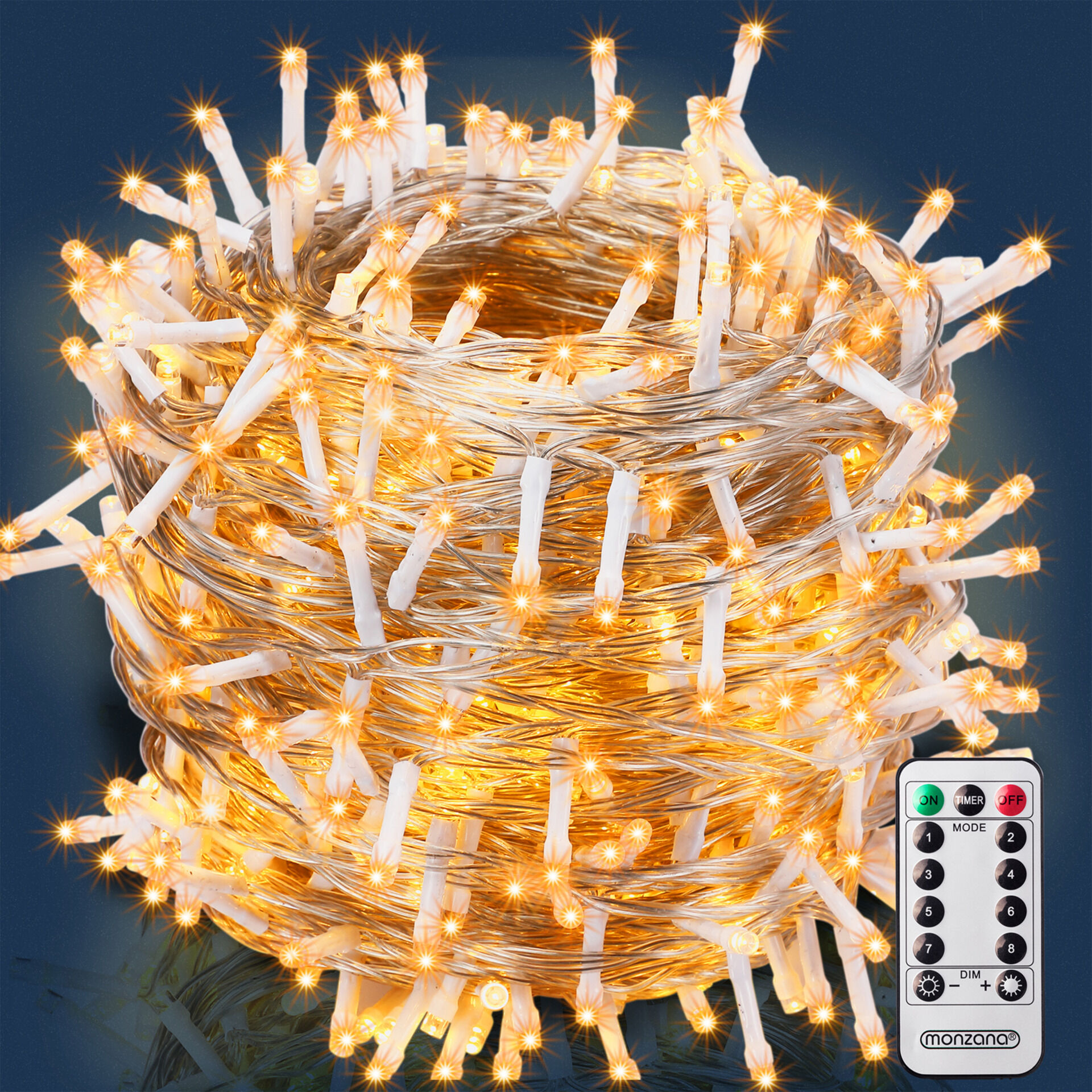 662387 Lichterkette Weihnachten Warmweiß 40m transparent Fernbedienung