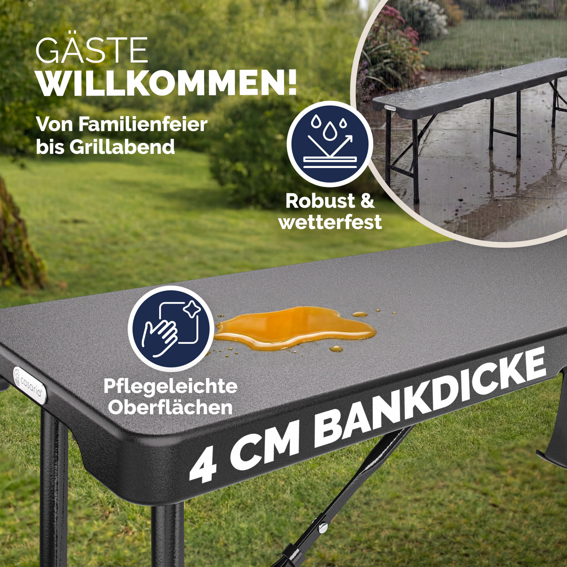 Bierbank 2er-Set Anthrazit Kunststoff 180cm