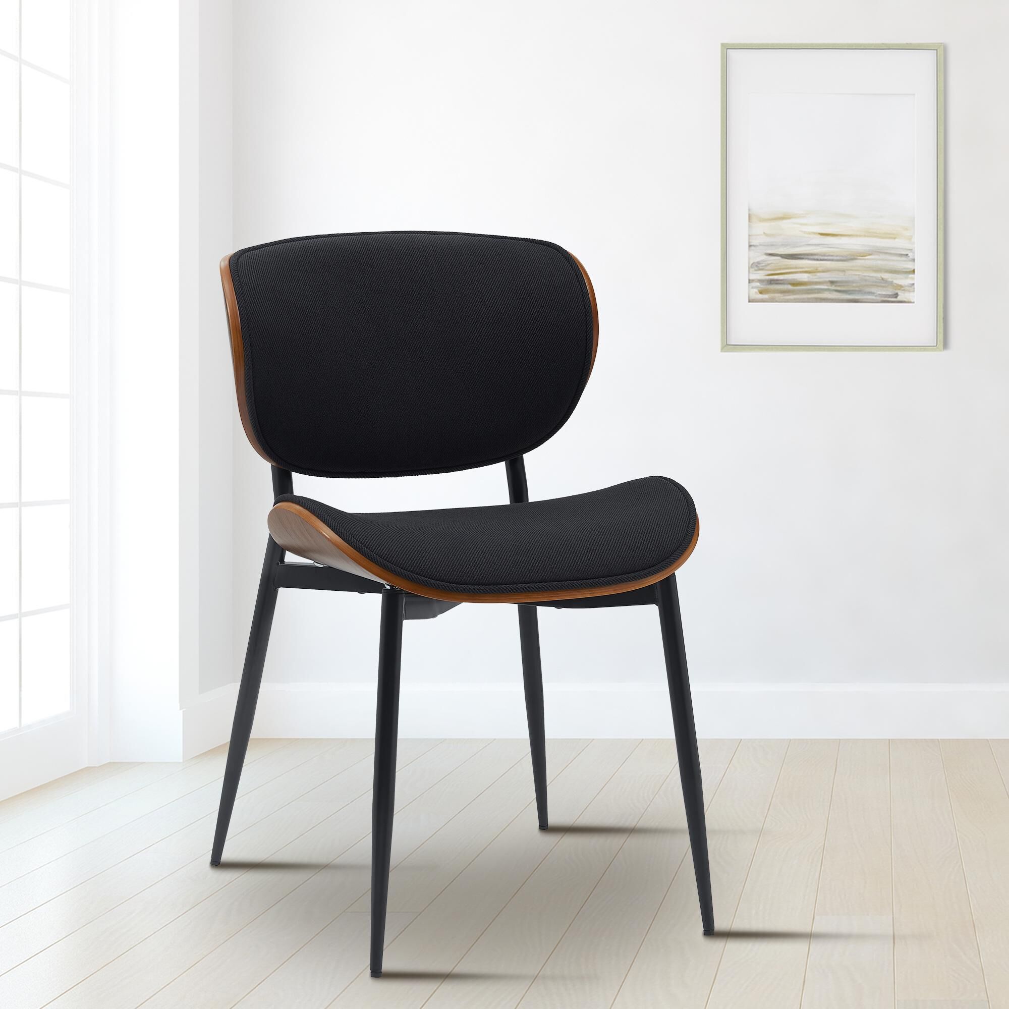 2er Set Esszimmerstuhl Enid Stoff, walnuss/schwarz