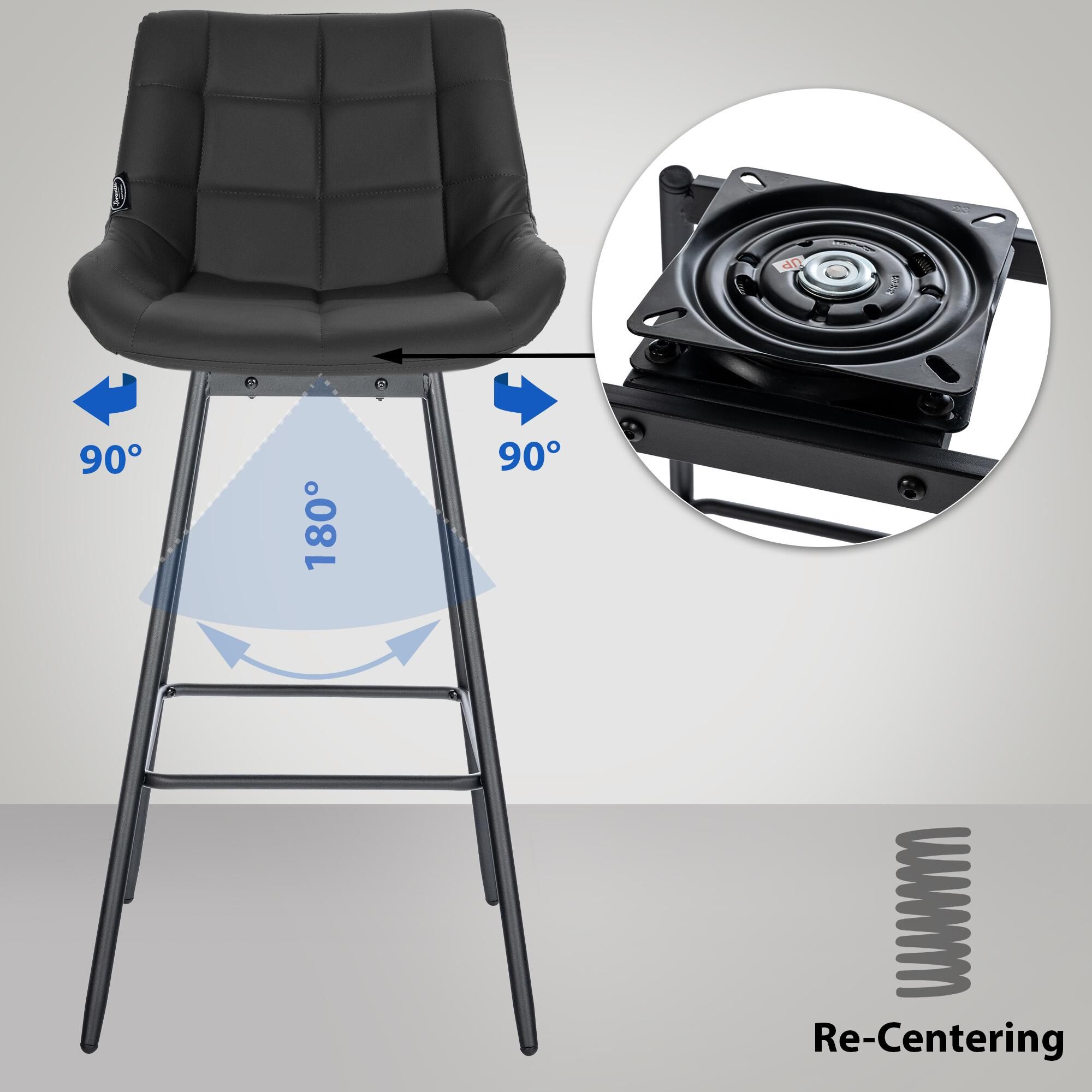 4er Set Barhocker Weston Schwenkbar Kunstleder, schwarz