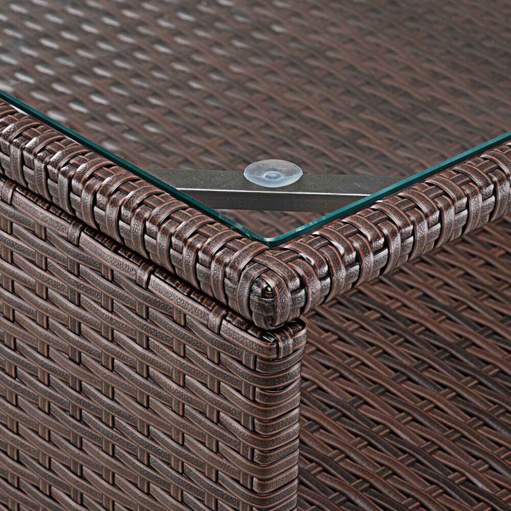 Polyrattan Ecklounge Braun/Creme dicke Rückenpolster