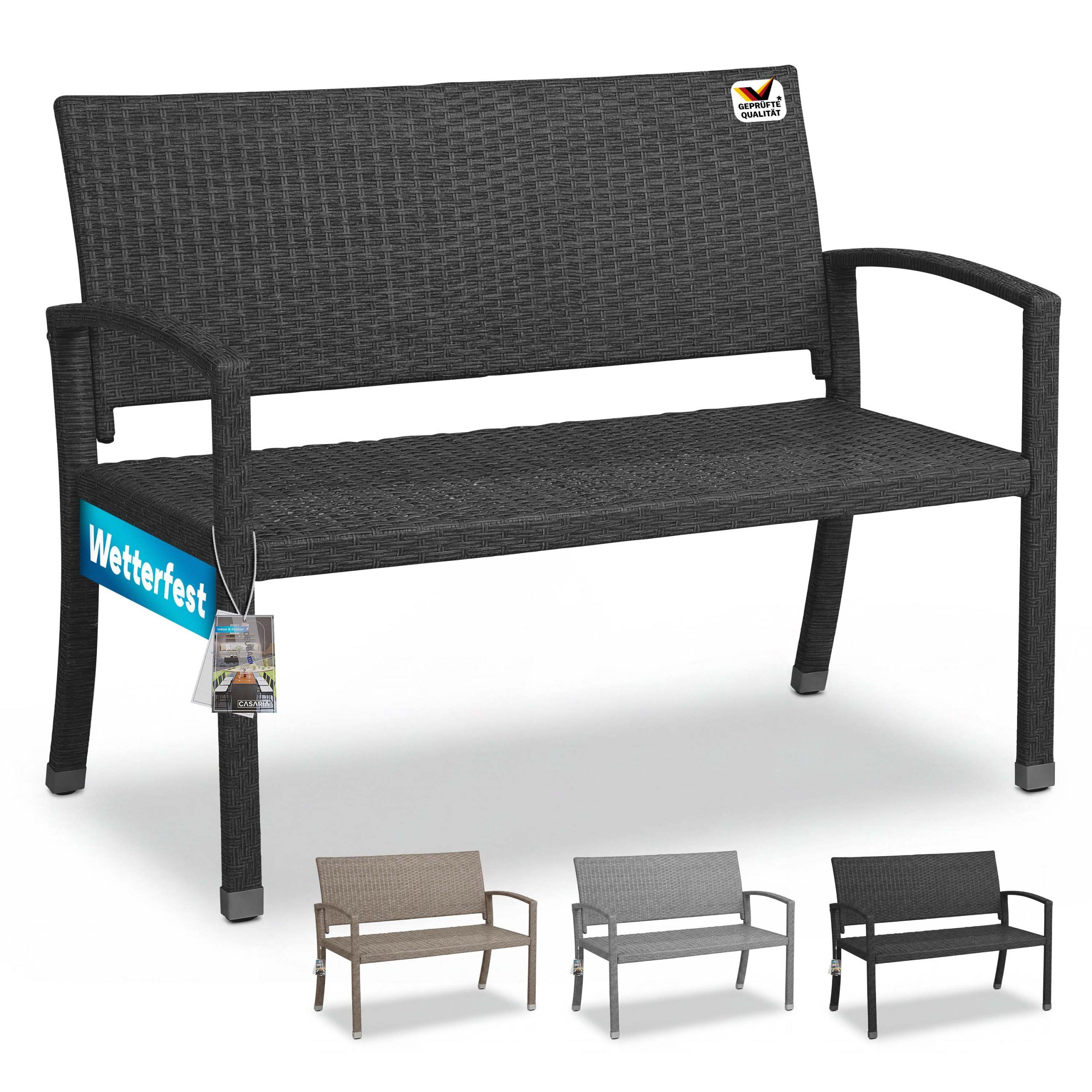 Polyrattan Gartenbank Schwarz 122x58x87cm