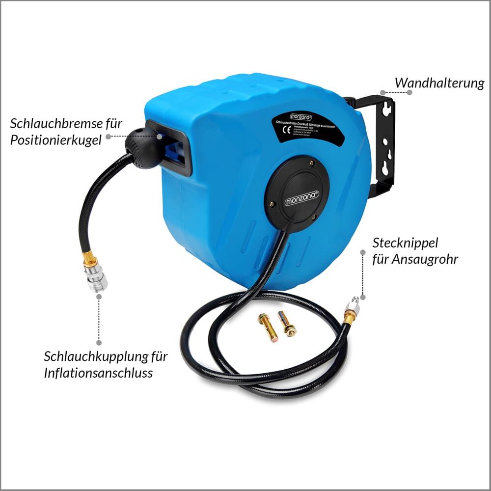 Druckluftschlauch Aufroller 10m Schnellkupplung 1/4"