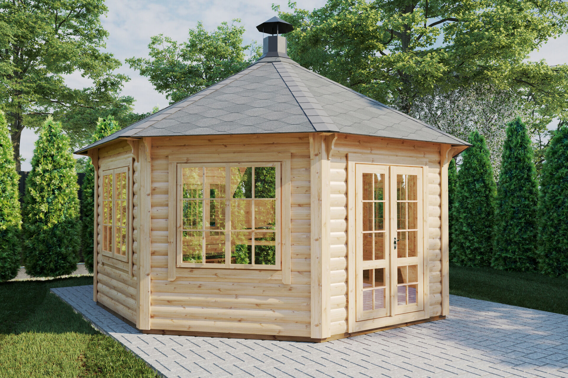 Finn Art Grillpavillon Elegance 16,5 m² Seitenansicht