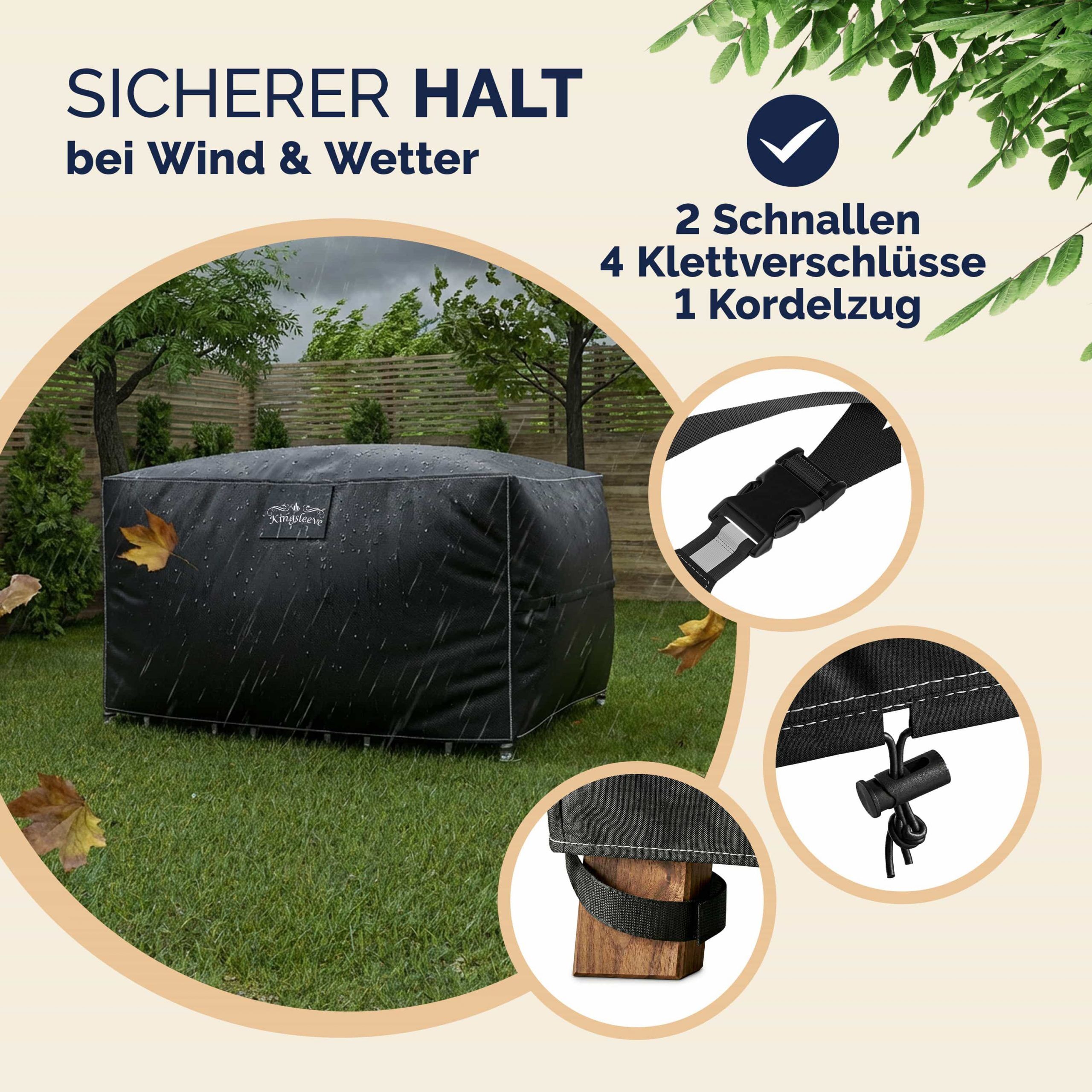 Abdeckplane Bartisch Anthrazit 187x120x86cm 9100mm Wassersäule