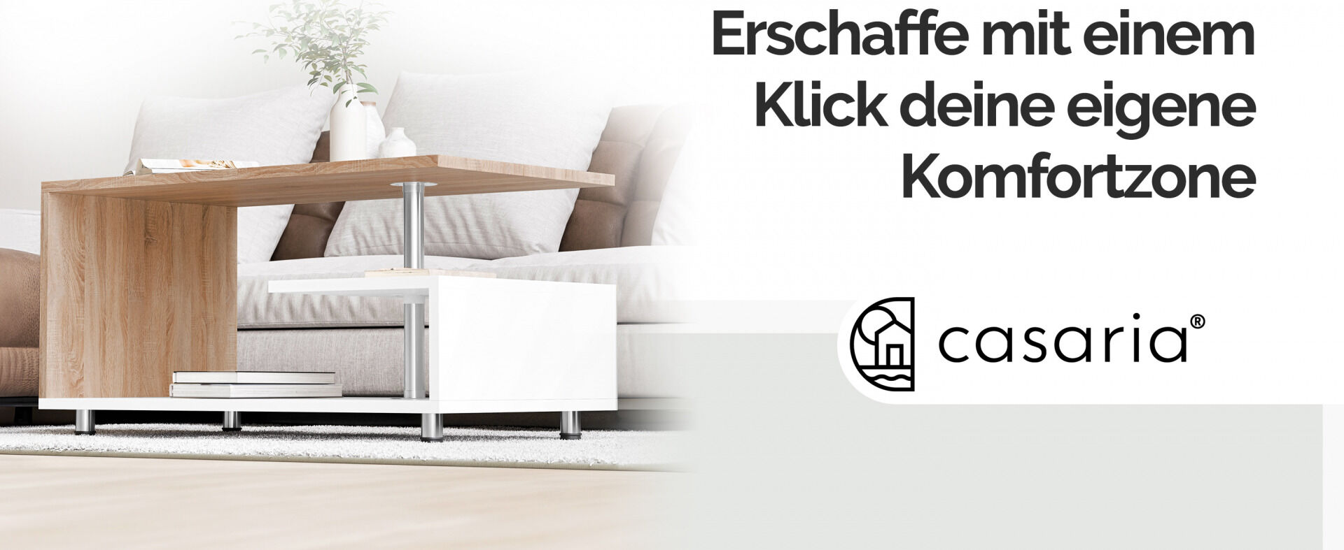 Couchtisch Orlando Weiß/Eiche 95x55x50cm