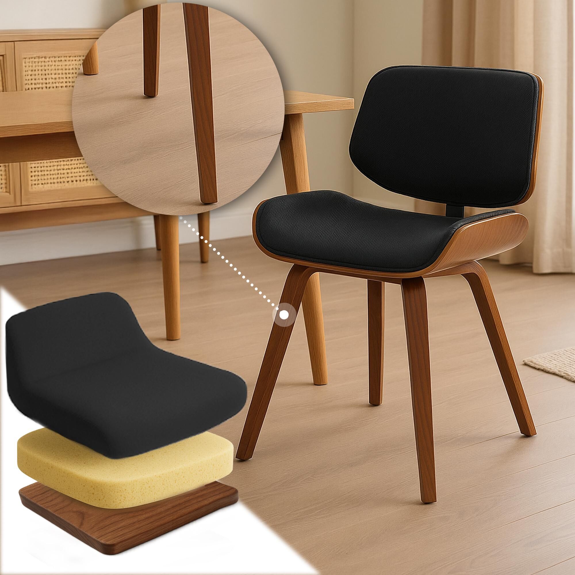 Besucherstuhl Beverley Stoff, walnuss/schwarz