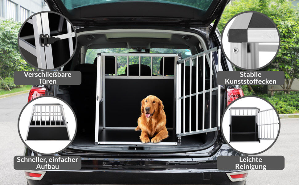 Hundetransportbox L Alu 90x66x72cm