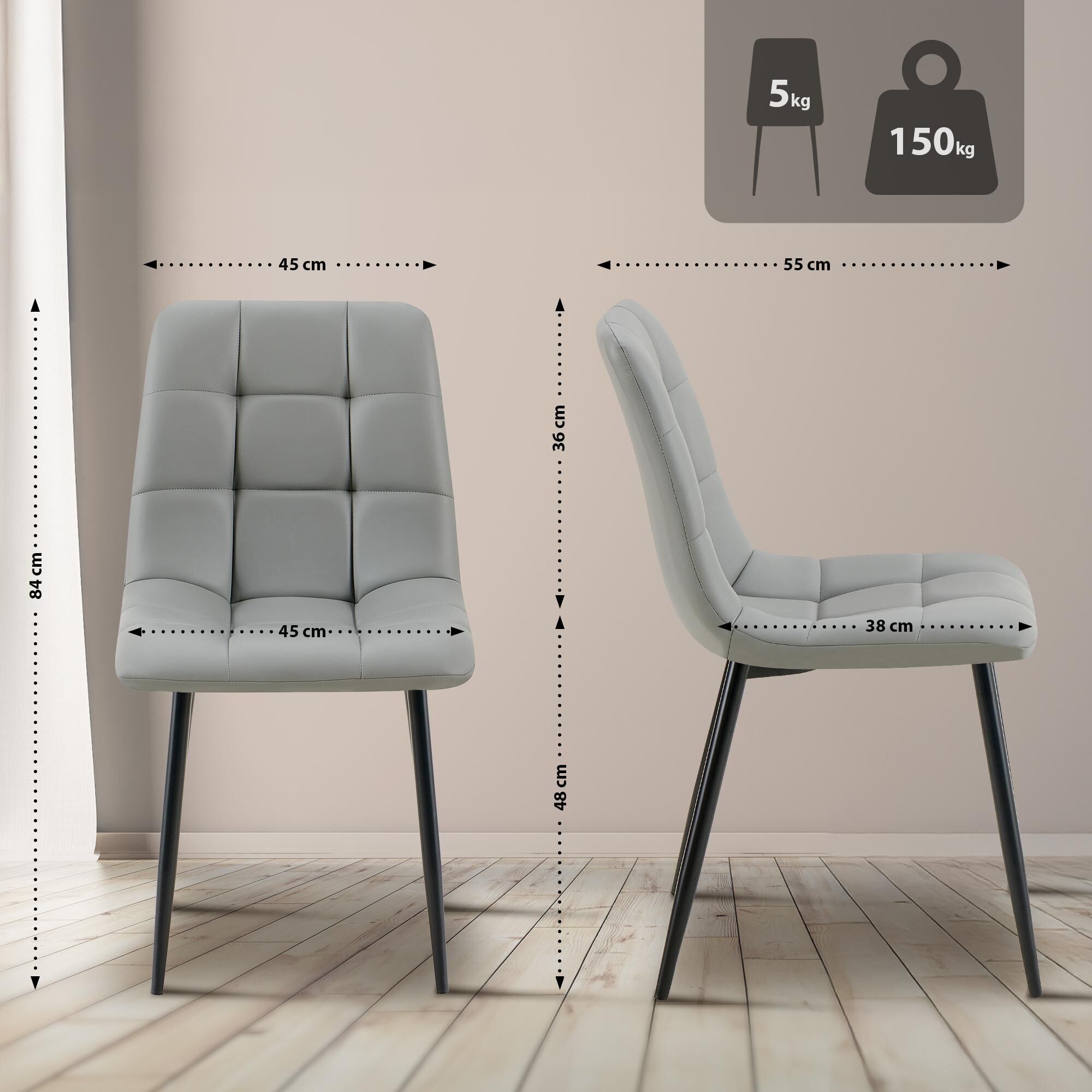 Esszimmerstuhl Antibes Kunstleder, hellgrau