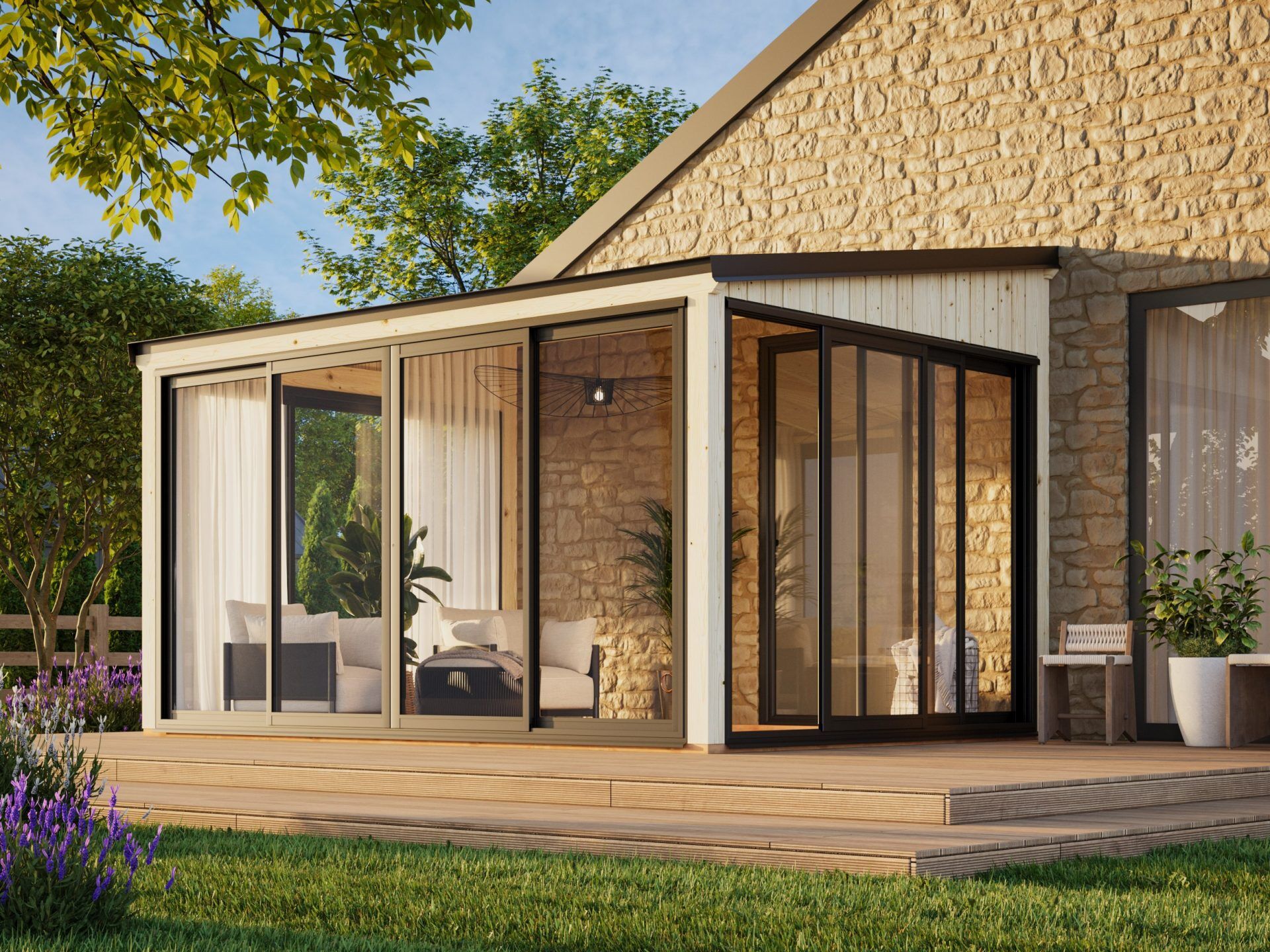 Palmako Gartenzimmer Glashaus Lumi 11,6 m² Slide Plus