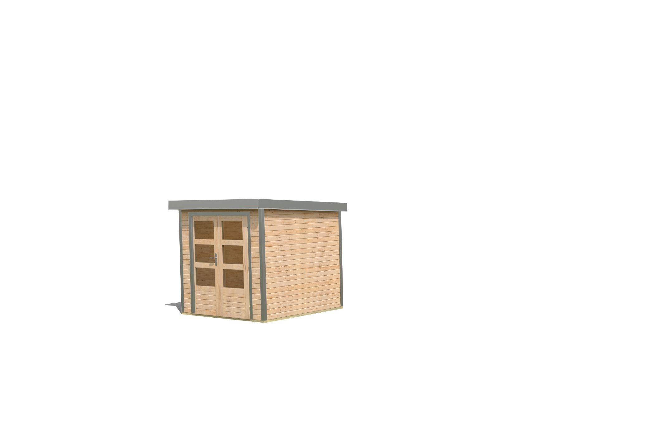 Karibu Pultdach Holz & Metall Gartenhaus Jupiter 2, naturbelassen / graualuminium