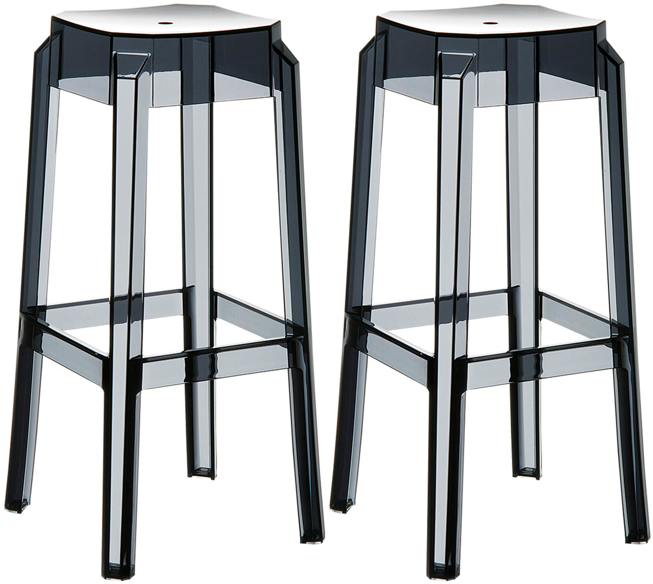2er Set Barhocker Fox, transparent, schwarz