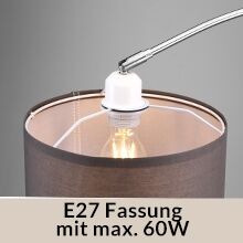 Design Bogenlampe Grau 150-175cm verstellbar