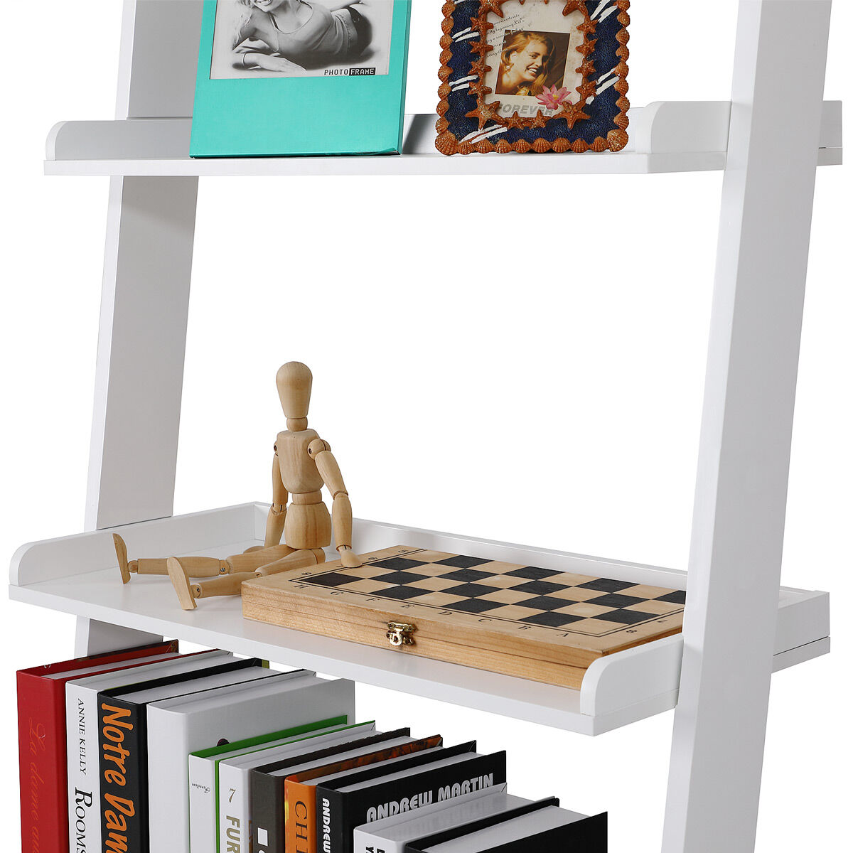 Leiterregal Treppenregal Weiß 180x64x37cm
