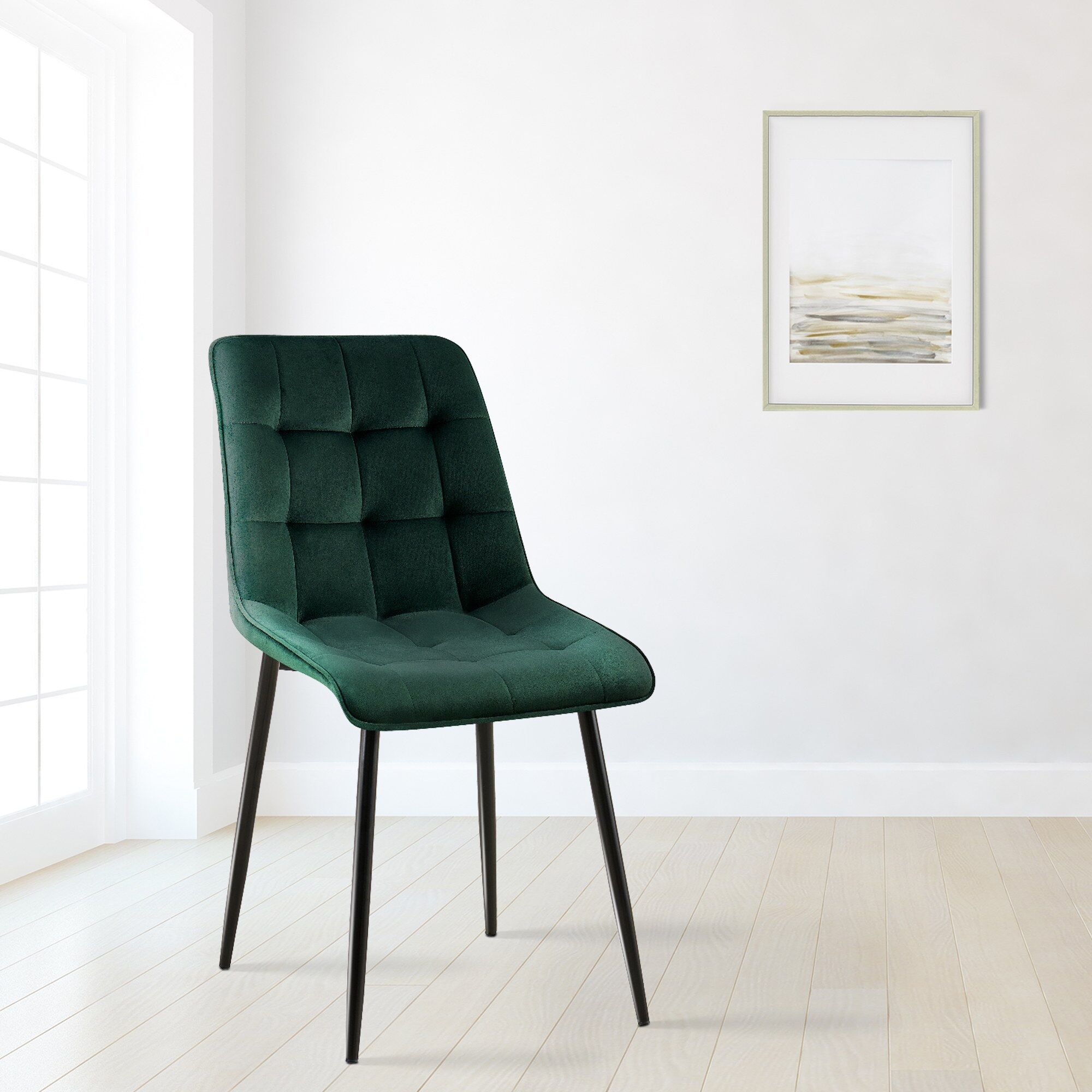 2er Set Esszimmerstuhl Gifford Samt, grün