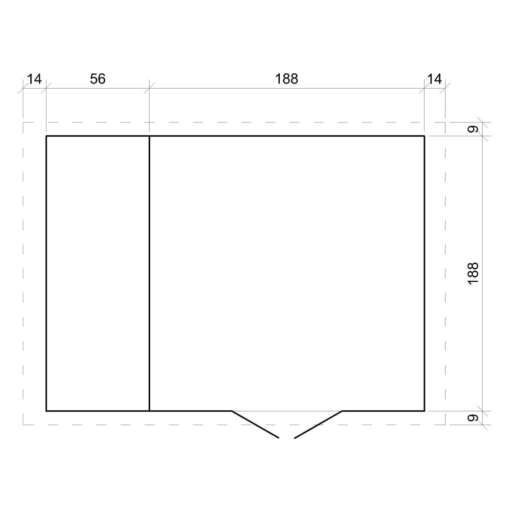 Gerätehaus Bruno Holz M386C Grundriss mit Maßen