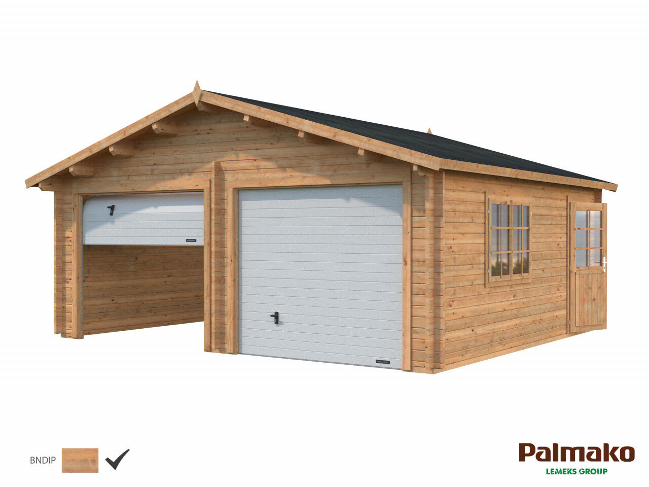 Palmako Holzgarage Roger 28,4 m² mit Sektionaltor