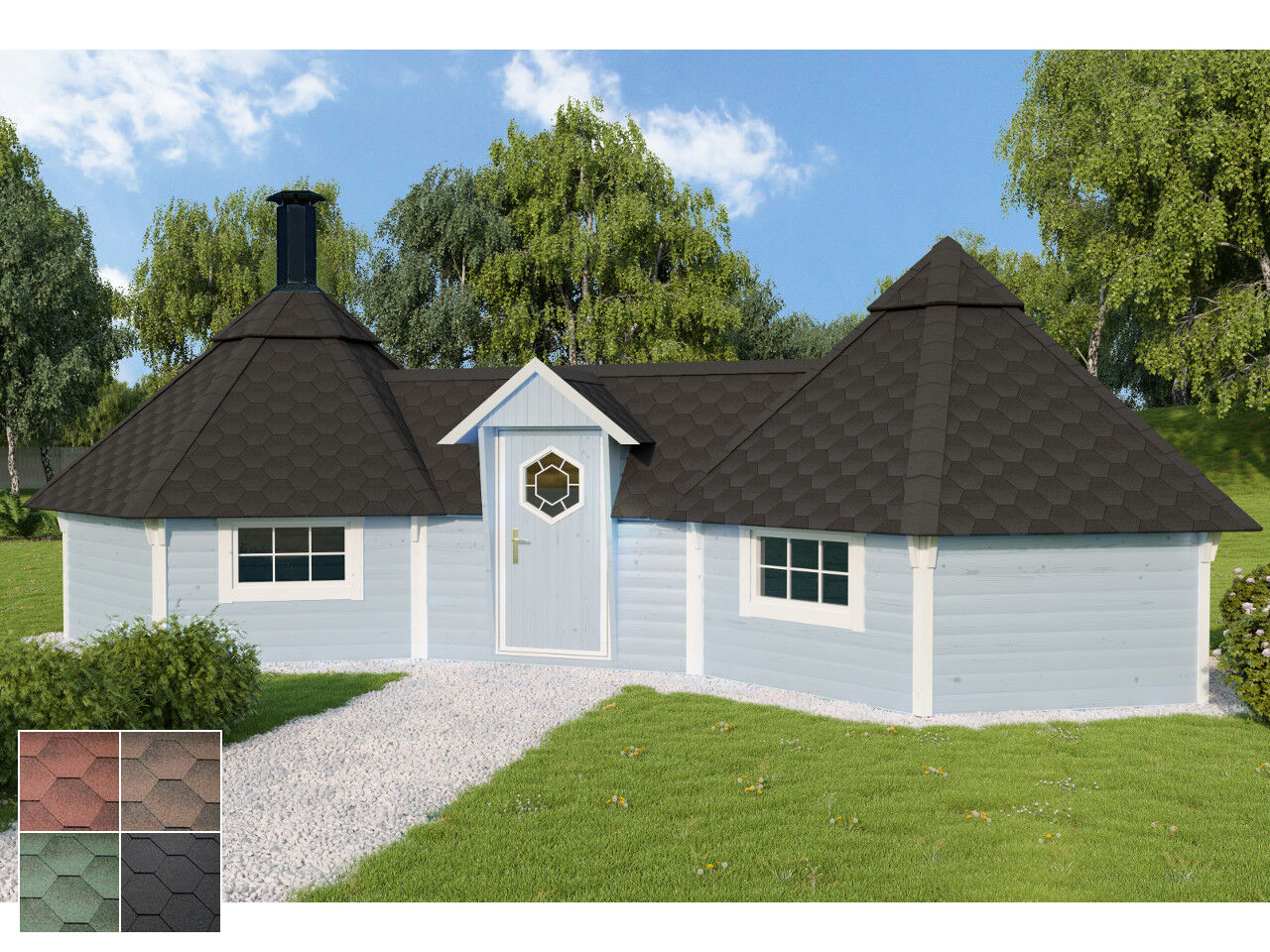 Dach 90% vorgeschindelt für Kota 9+9 m2 Modell Finnland