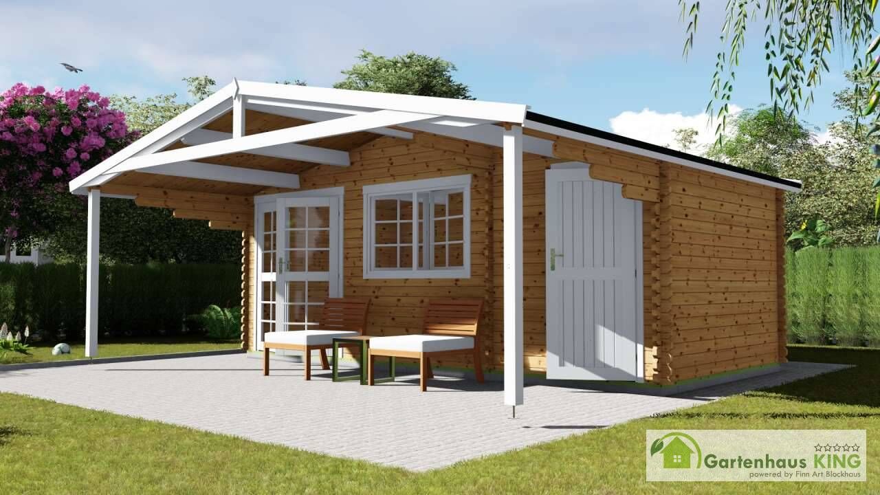 Gartenhaus Norwegen 57 – Blockhaus mit Terrasse und Abstellraum