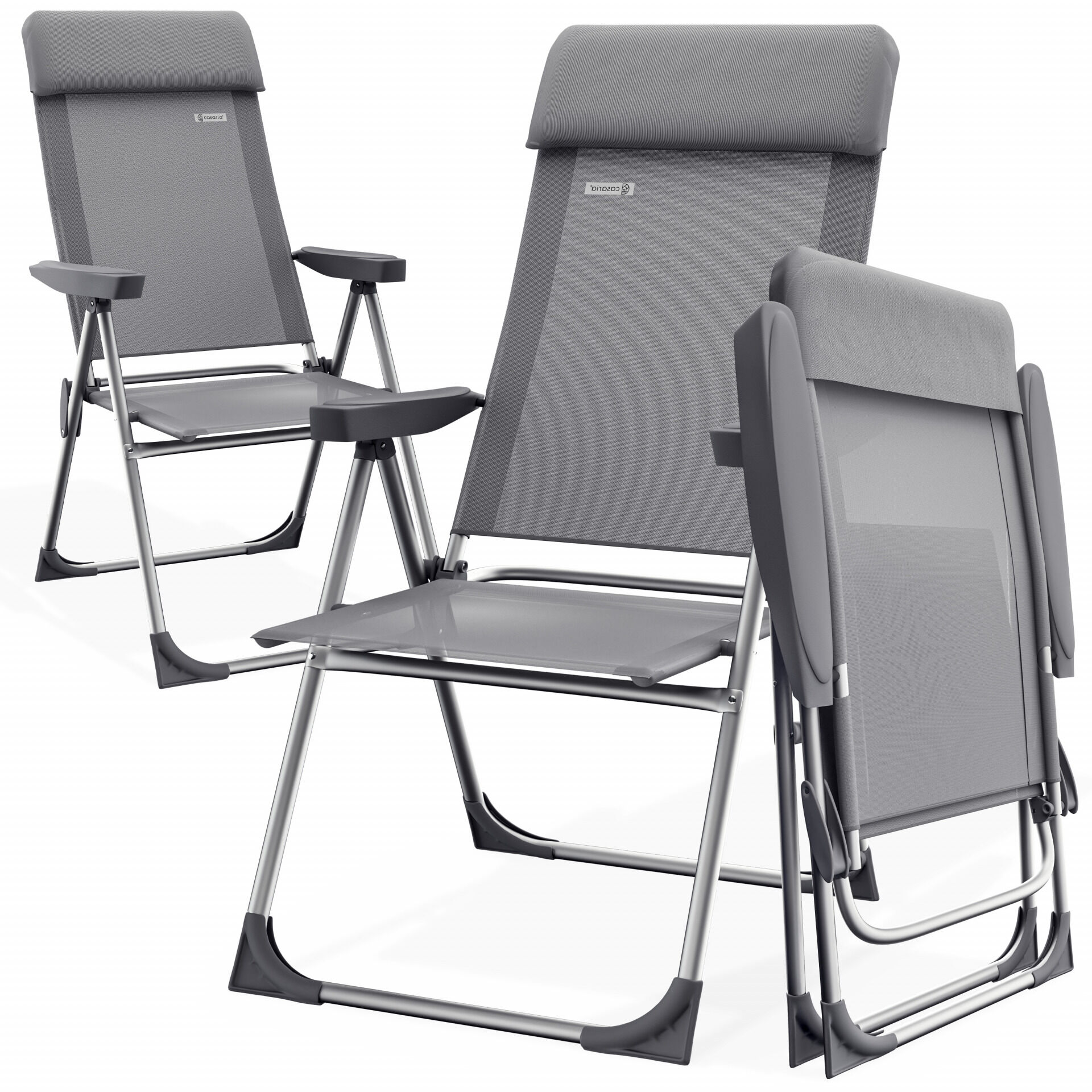 Gartenstuhl 2er-Set Grau Alu klappbar