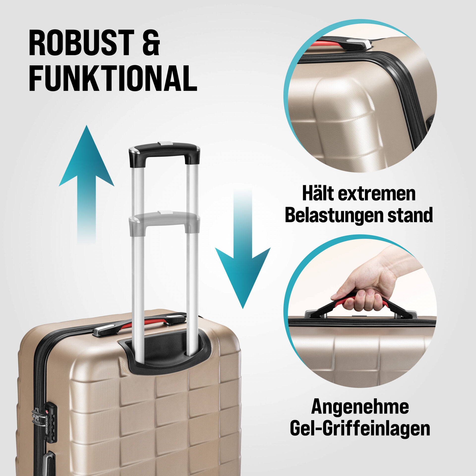 Hartschalenkoffer-Set Exopack 3-tlg Champagner ABS Zubehör