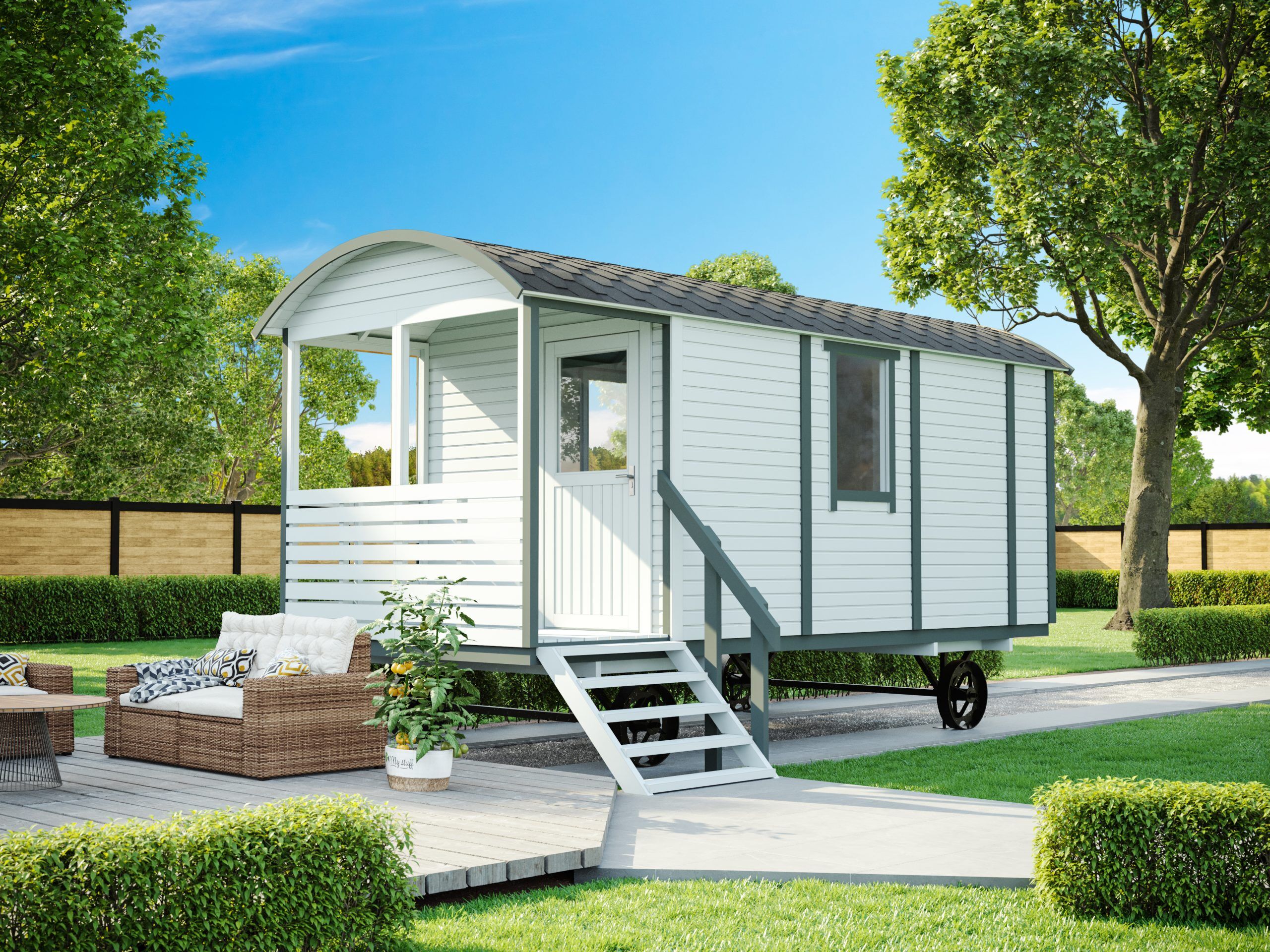 Pipowagen Tinyhaus 415 mit Veranda