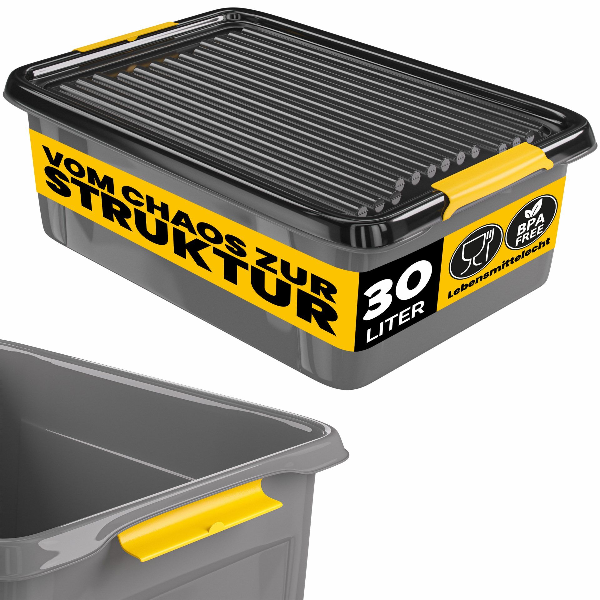 Aufbewahrungsbox Grau/Anthrazit 58x39x16cm stapelbar