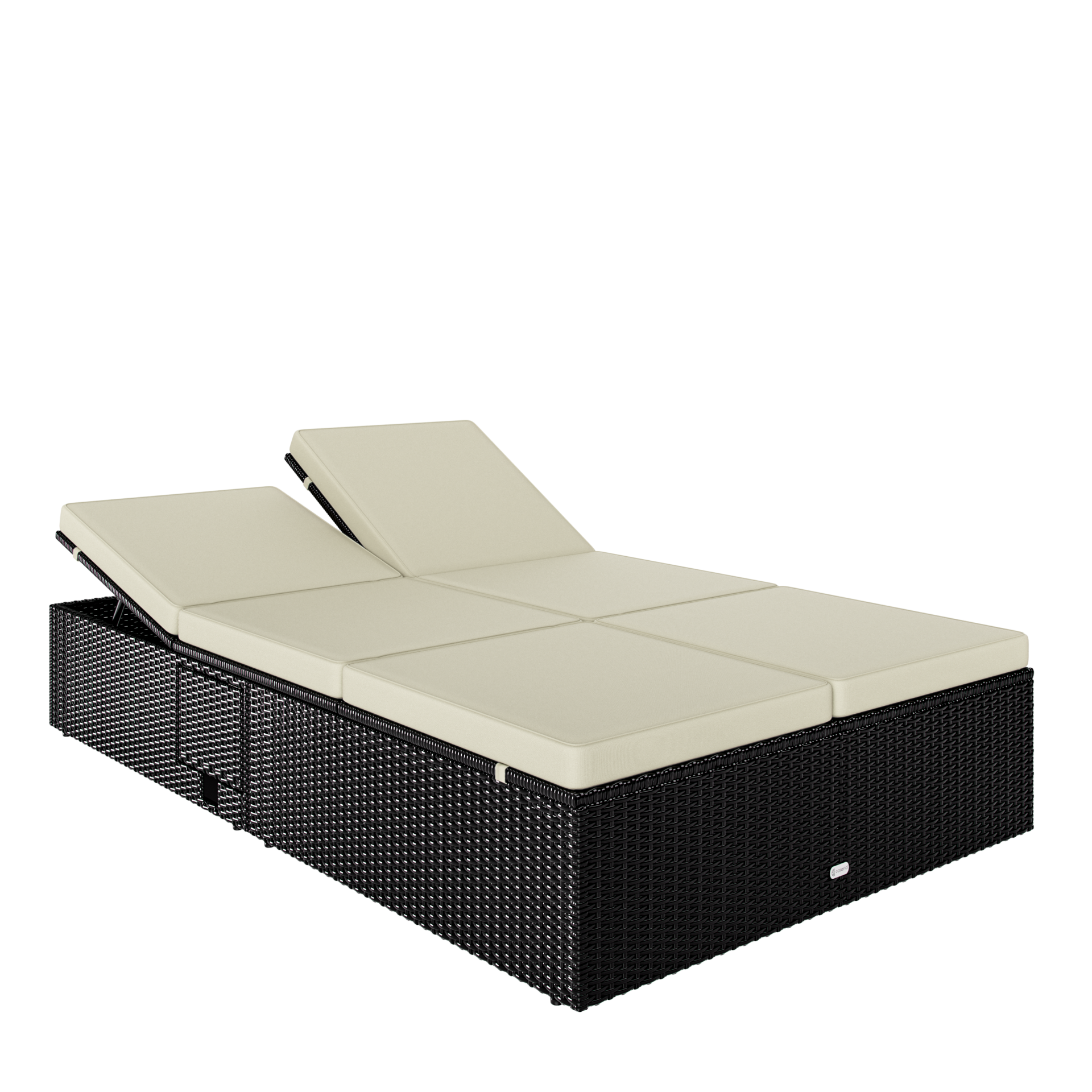 Polyrattan Gartenliege Schwarz/Creme 200x115x33cm