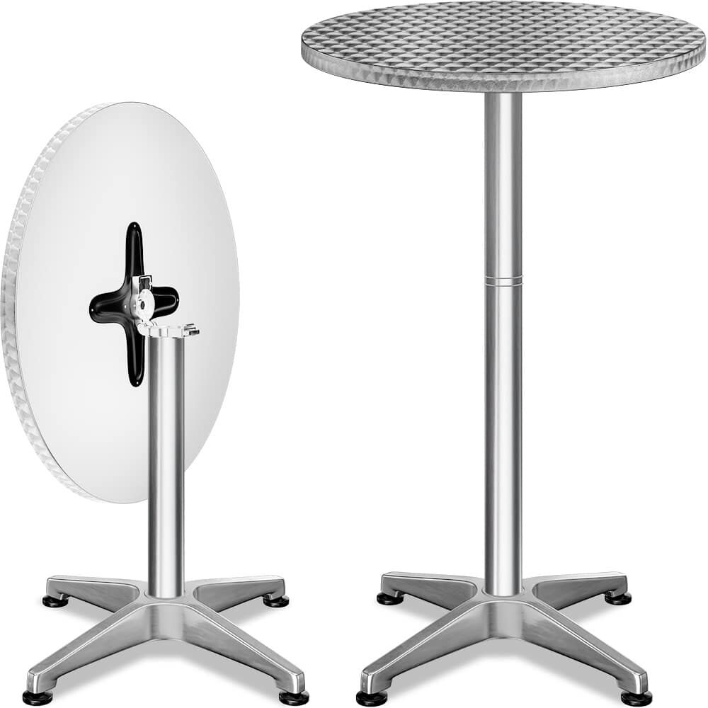 Stehtisch 2er-Set Ø60cm Alu klappbar höhenverstellbar Silber